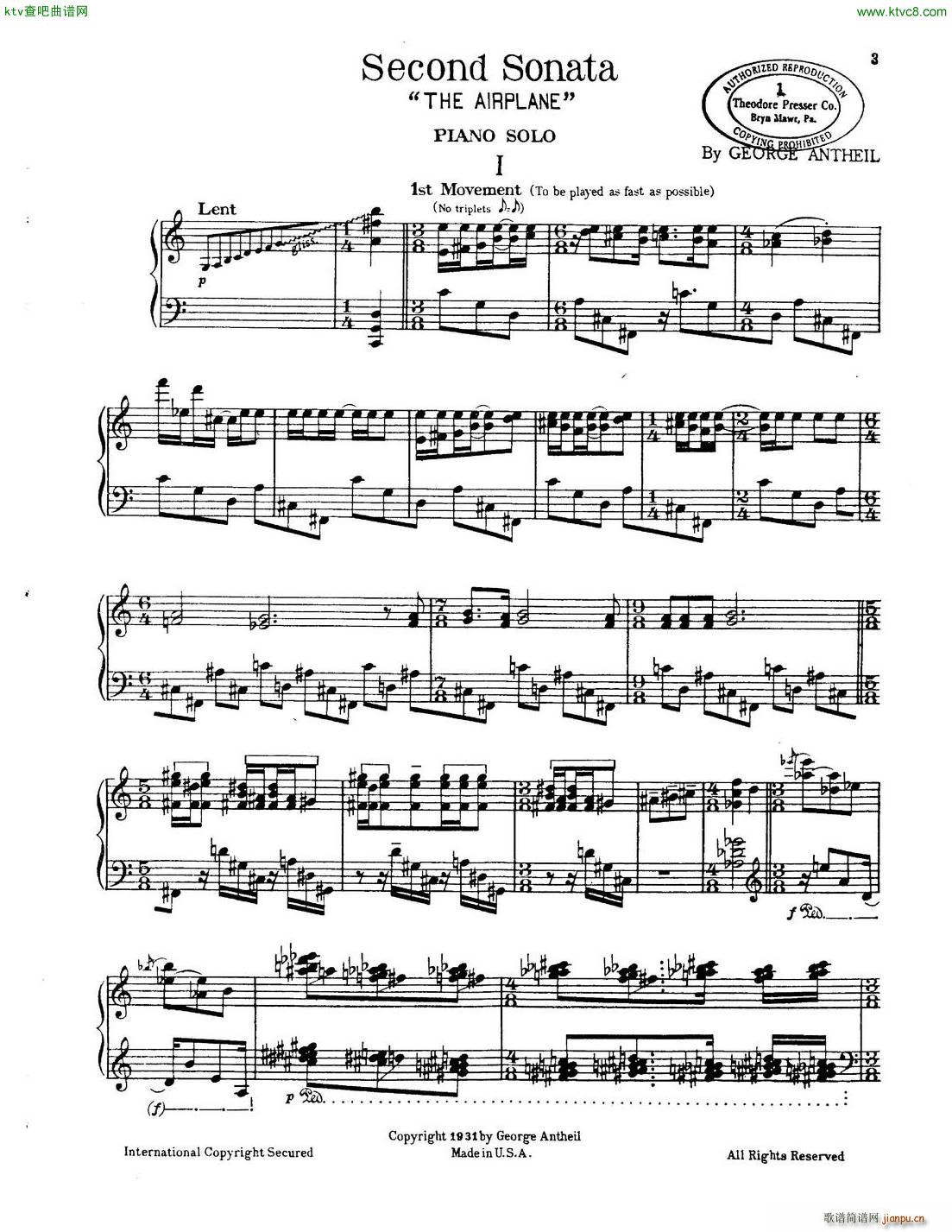 Antheil Piano Sonata No 2 The Airplane(V)1