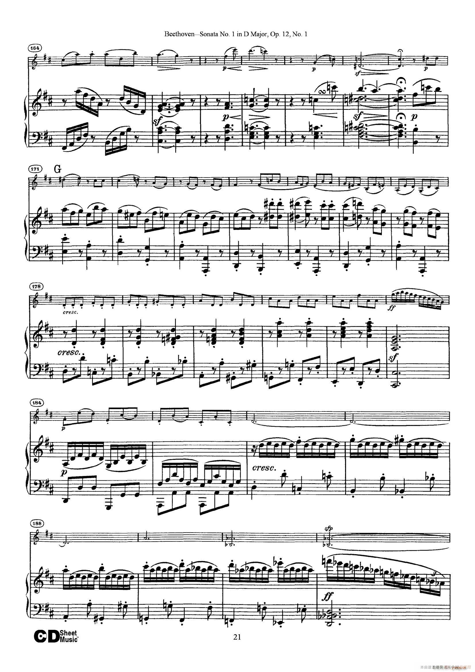 D{(dio)һСQ Sonata No 1 in D Major Op 12 No 1 ٰ(V)21