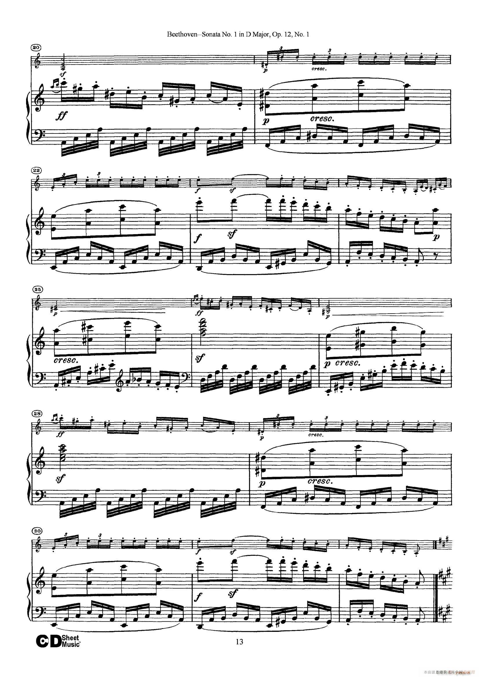 D{(dio)һСQ Sonata No 1 in D Major Op 12 No 1 ٰ(V)13