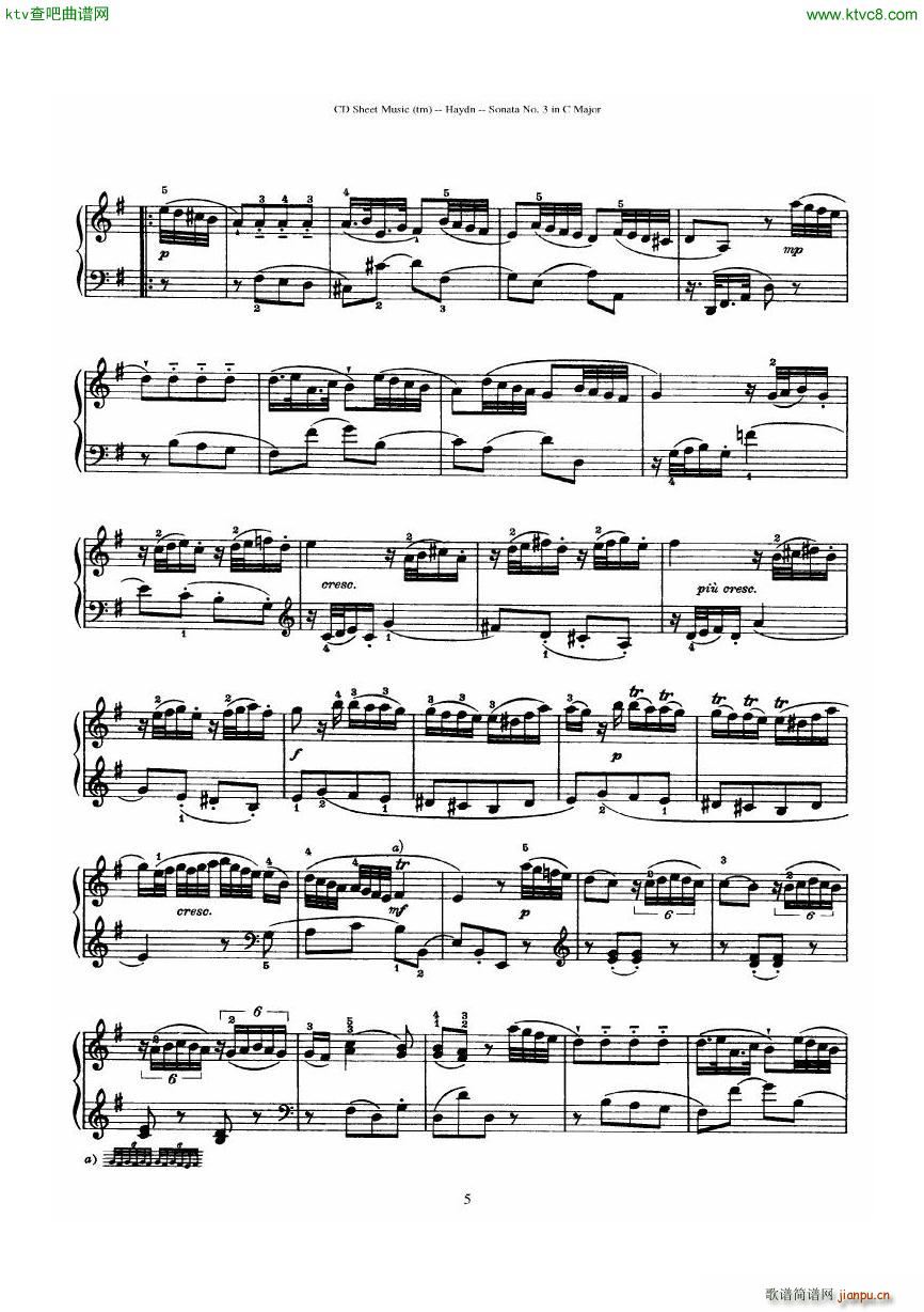Haydn Joseph Sonata no 3 in C Major(V)5