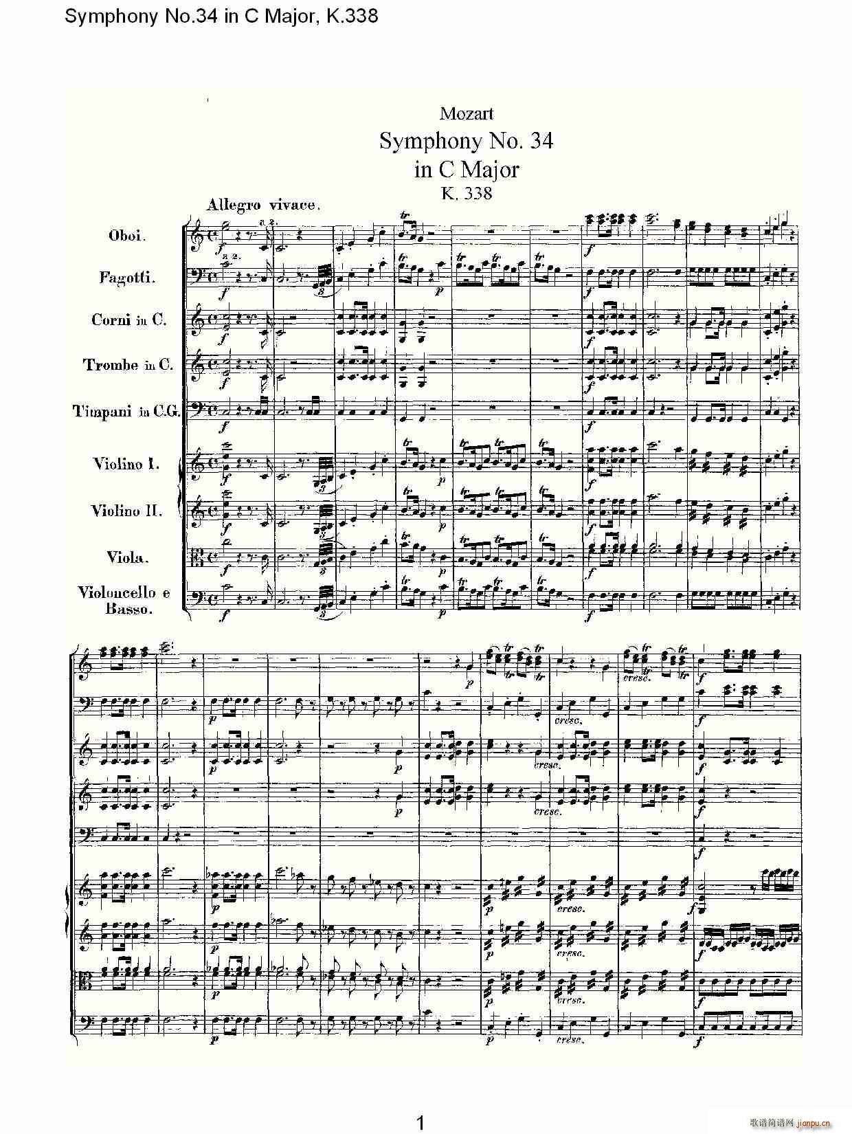 Symphony No.34 in C Major, K.338(ʮּ)1