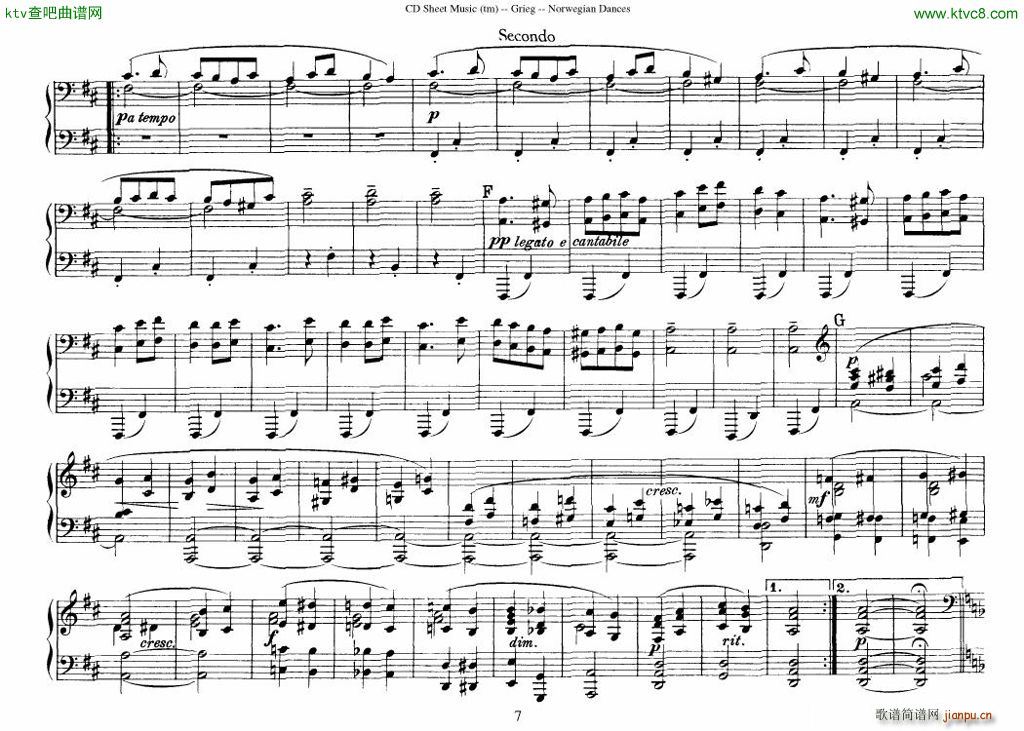 Grieg Norwegian Dance Op 35 1 4 Duet(V)7