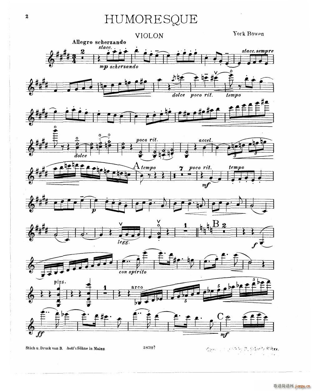 Bowen Humoresque for violin and piano(V)18