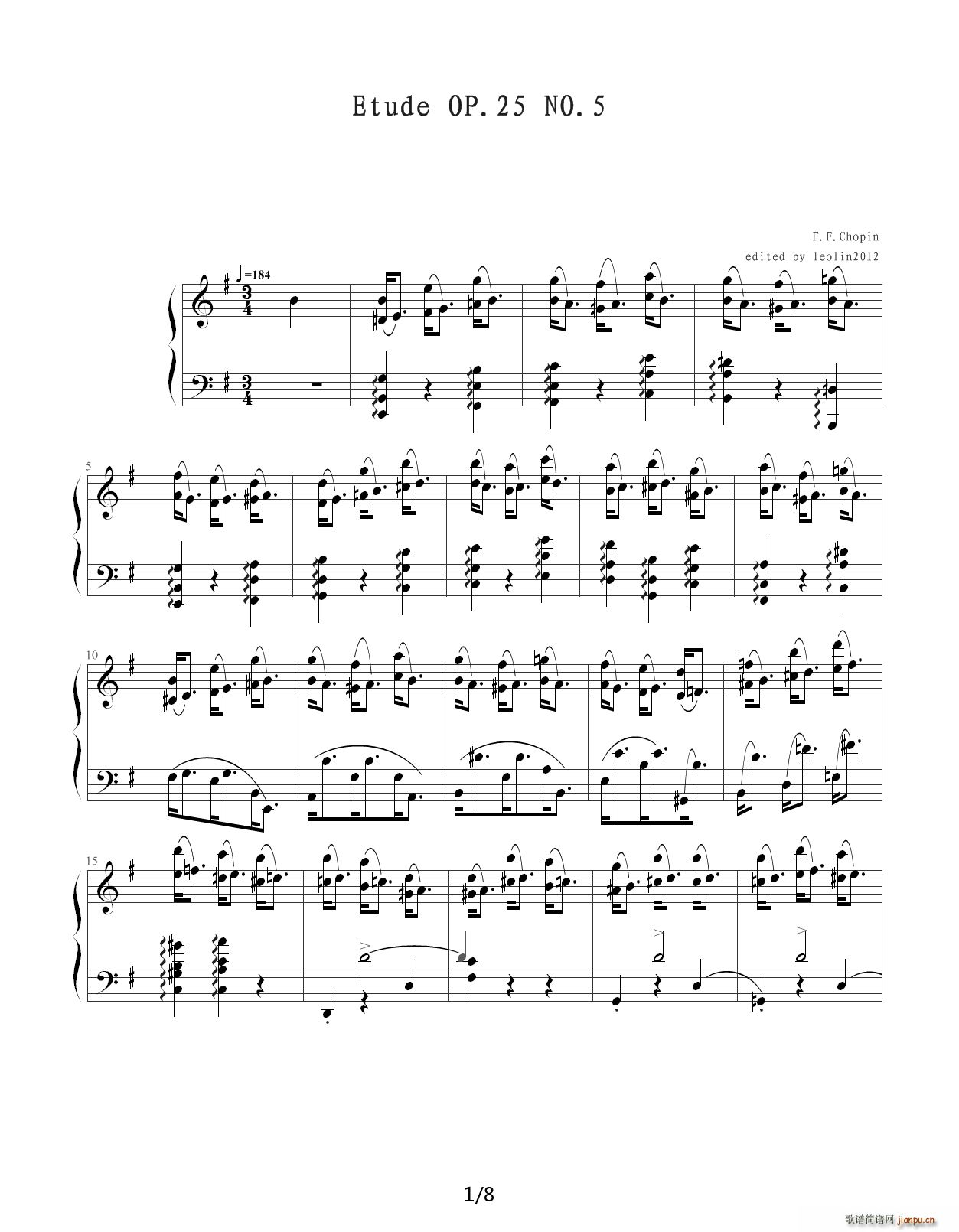 Chopin Ф (x) Op 25 No 5 S G{(dio)(V)1