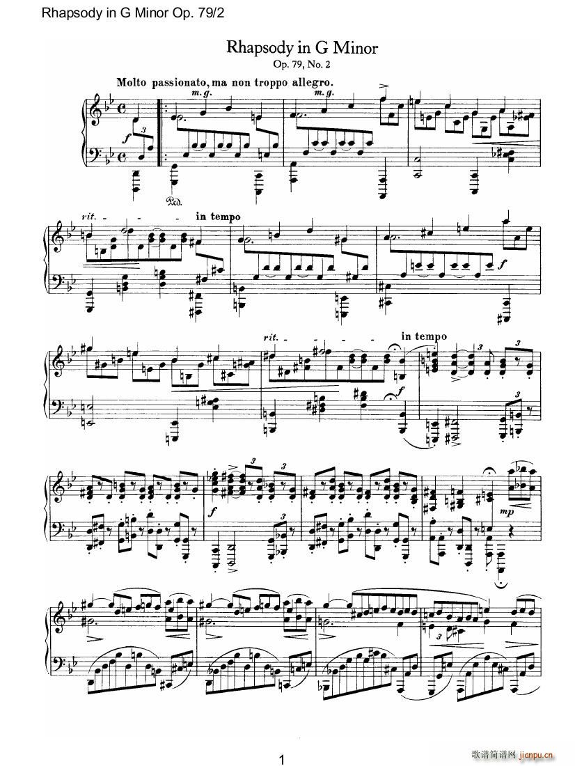 Brahms Rhapsody Op79 2(V)1