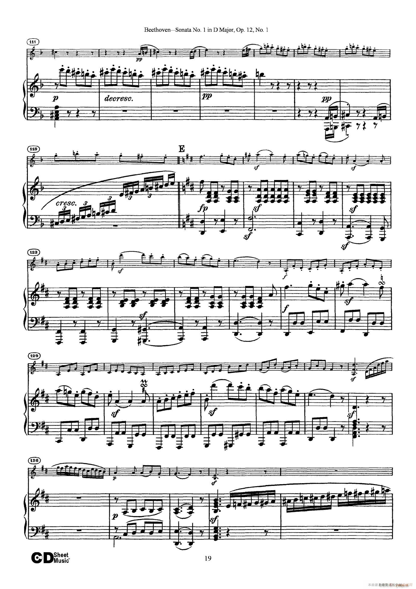 D{(dio)һСQ Sonata No 1 in D Major Op 12 No 1 ٰ(V)19