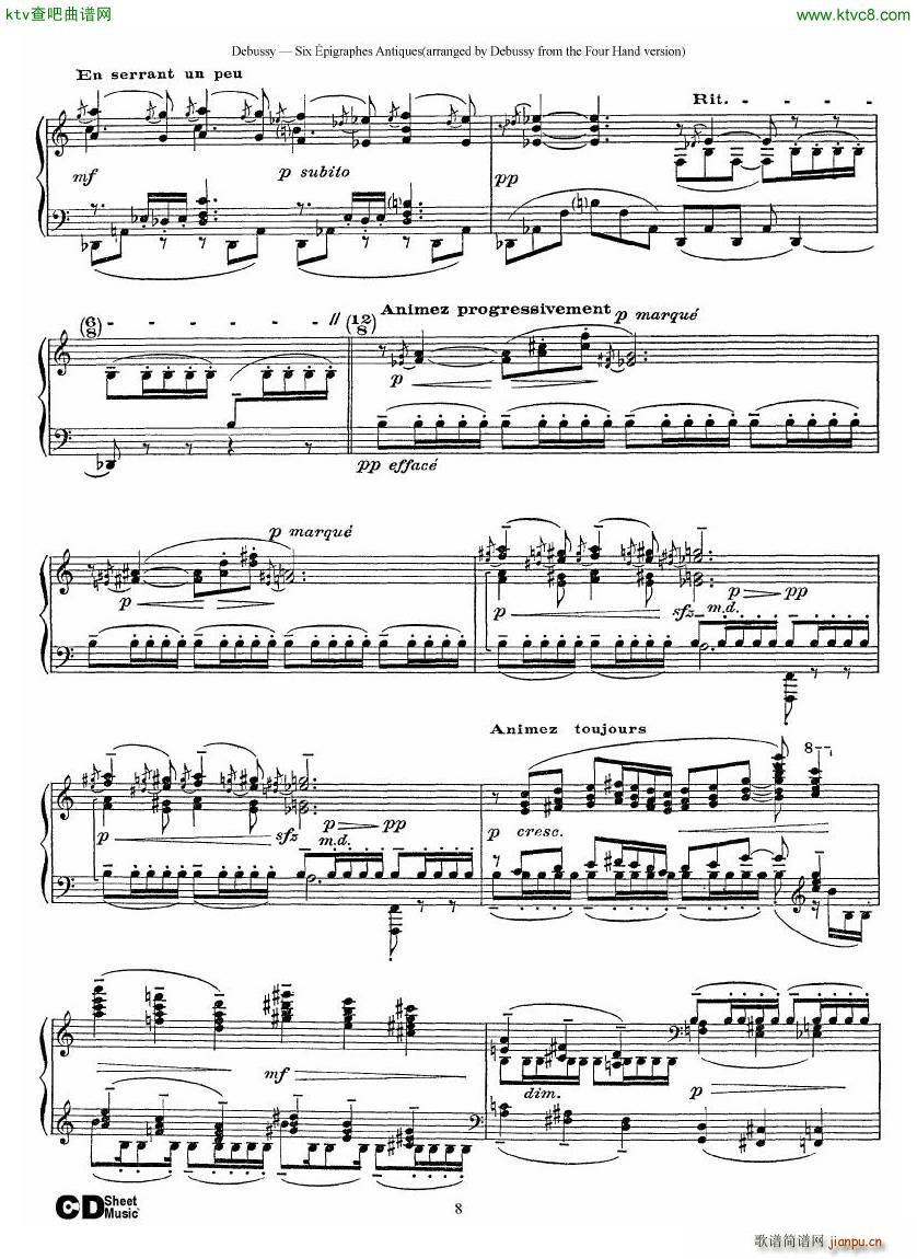 Debussy Sex pigraphes Antique 1 Piano(V)8