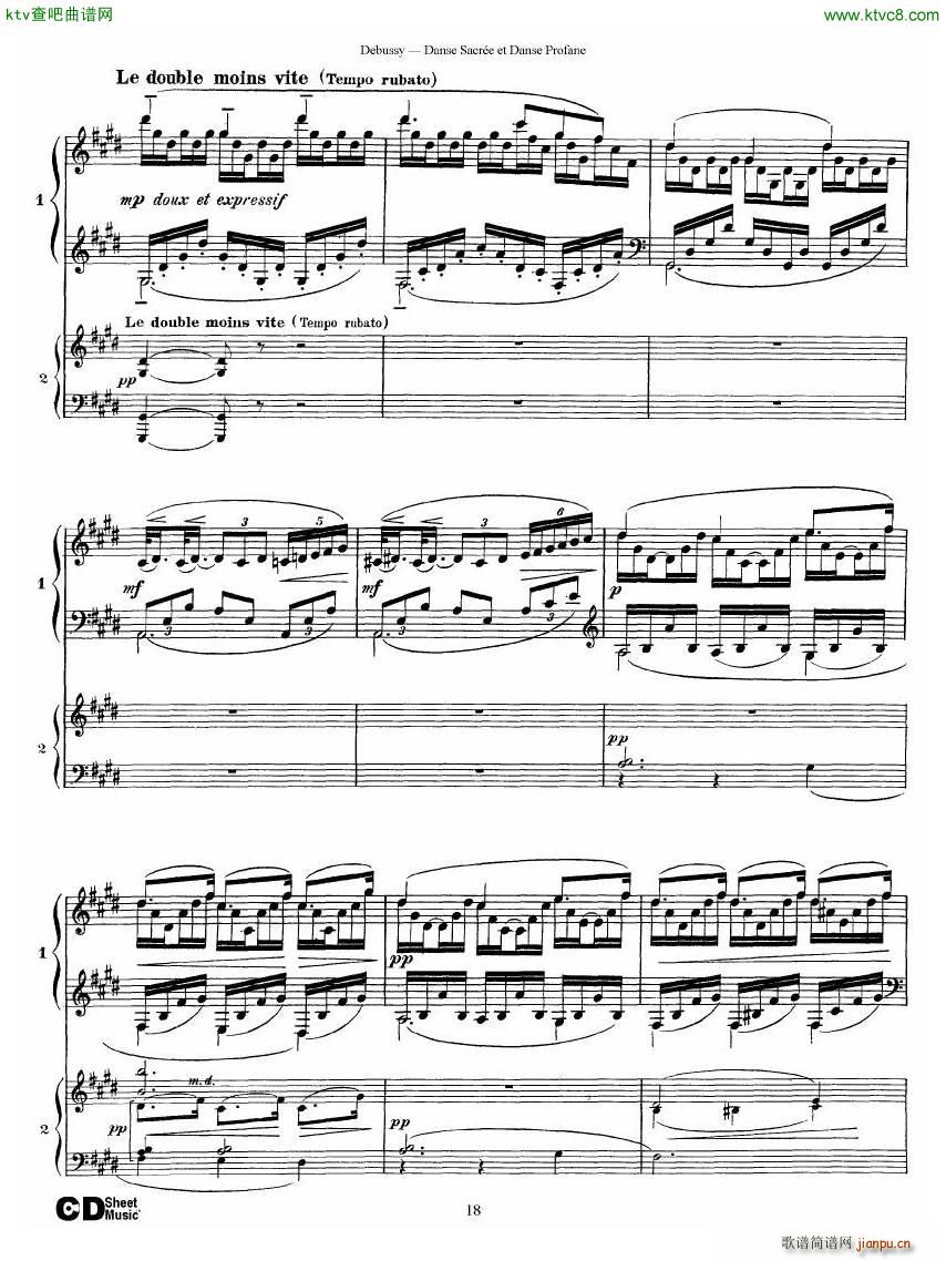 Debussy Danse Sacre et Danse Profane 2 Piano s(V)18
