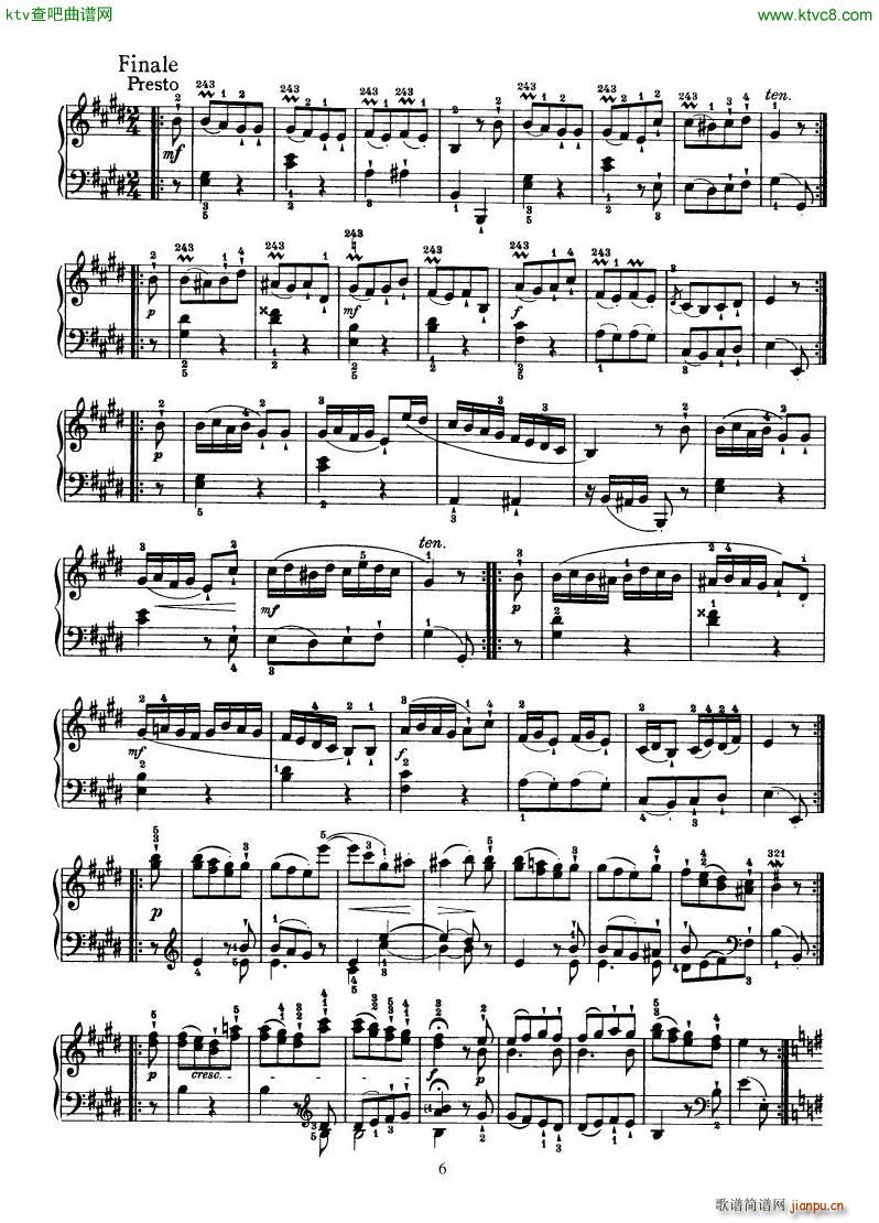 Haydn Piano Sonata No 31 In E(V)6