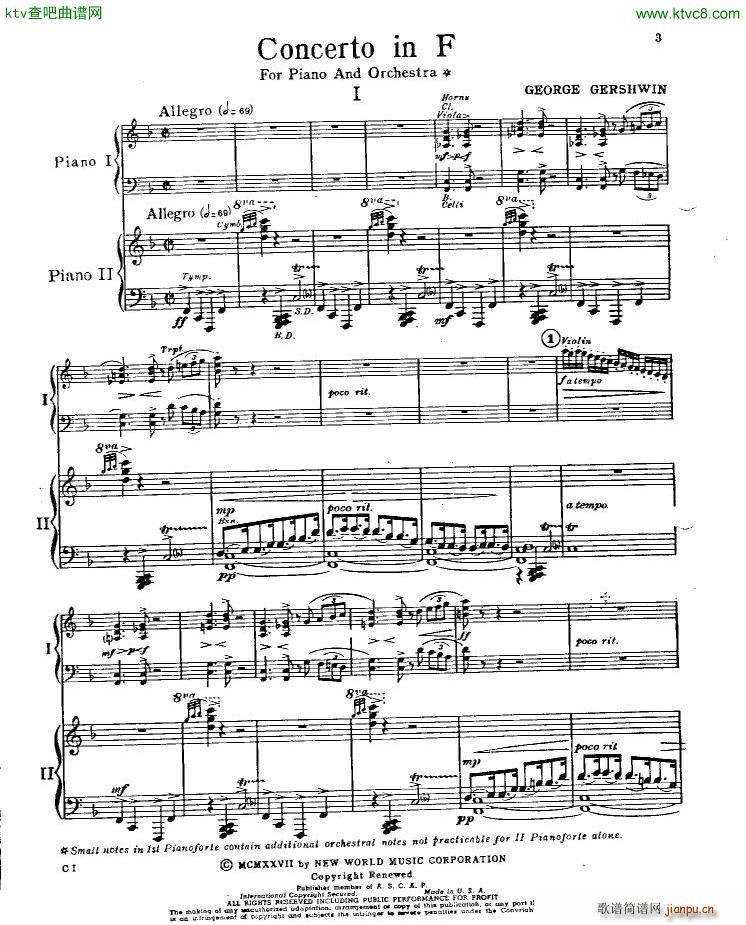 Gershwin Piano Concerto In F (V)1
