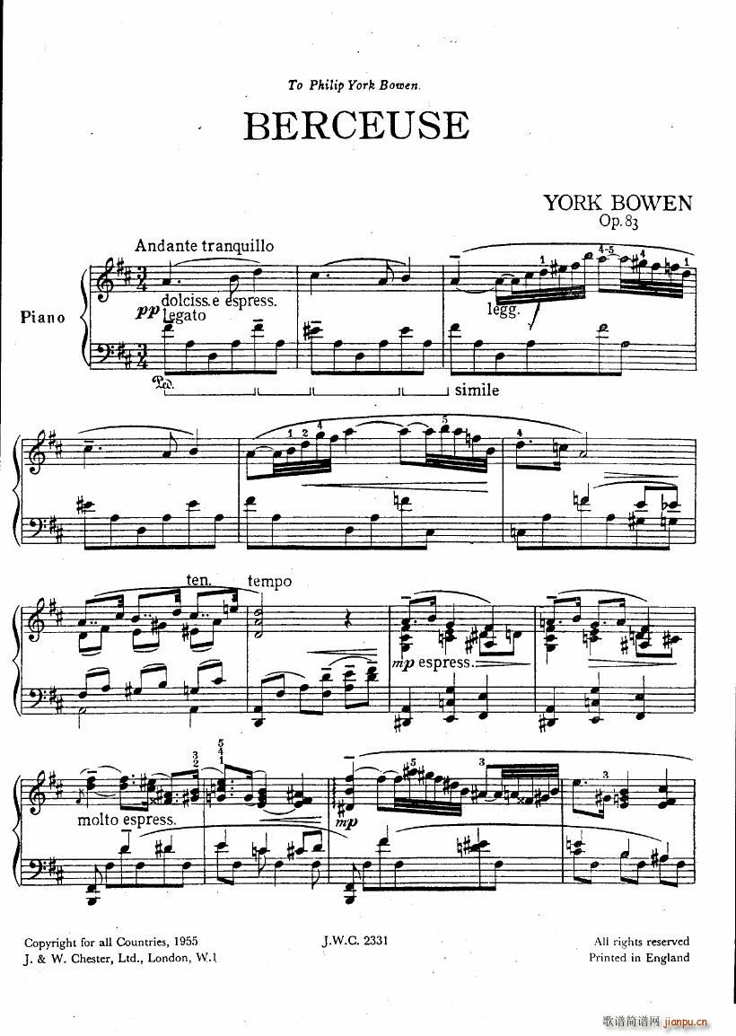 Bowen Berceuse op83(V)1
