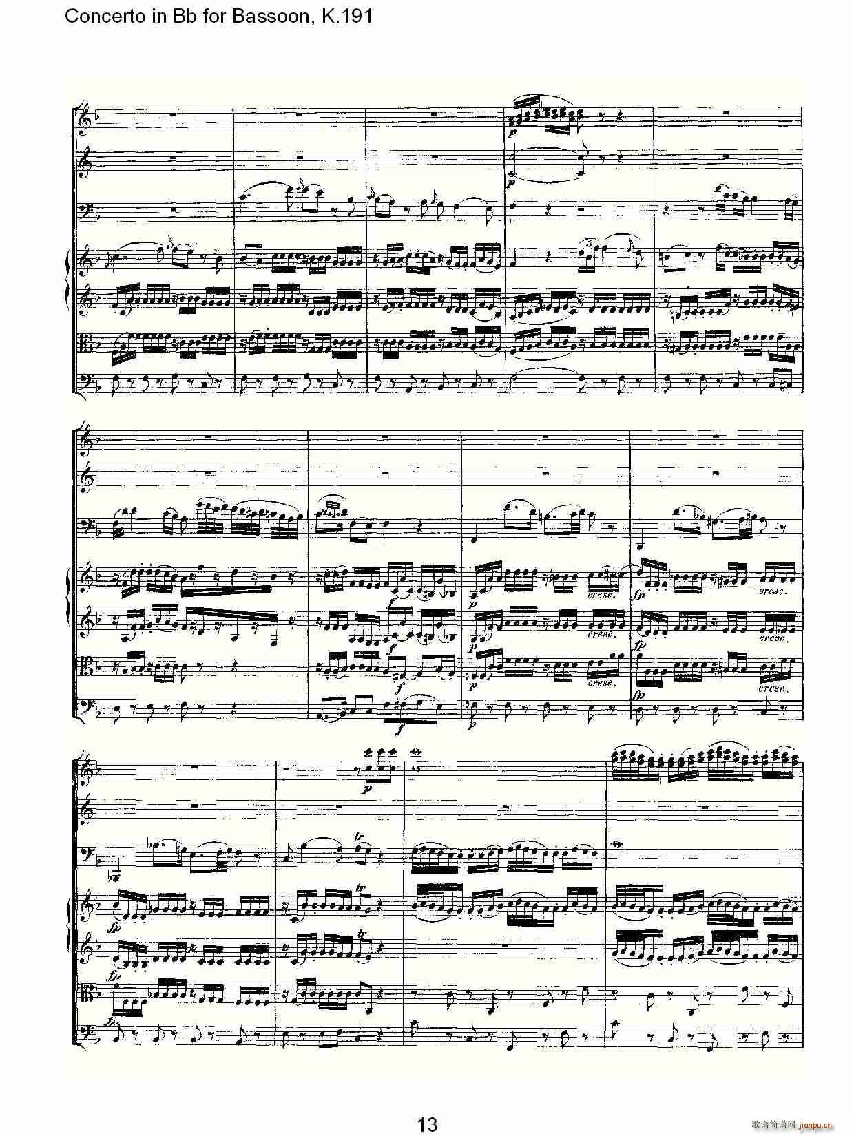 Concerto in Bb for Bassoon, K.191(ʮּ)14