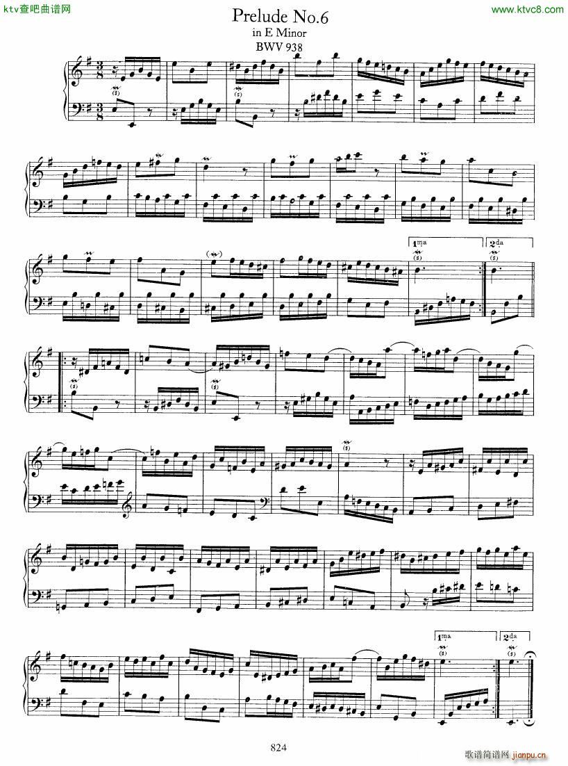 Bach JS BWV 933 938 6 Preludes(V)7