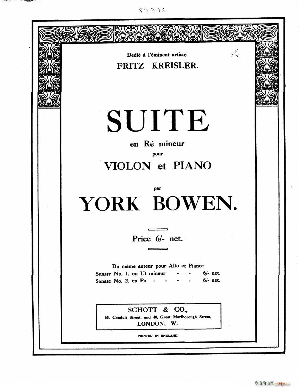 Bowen Suite for violin and piano violin part(V)1