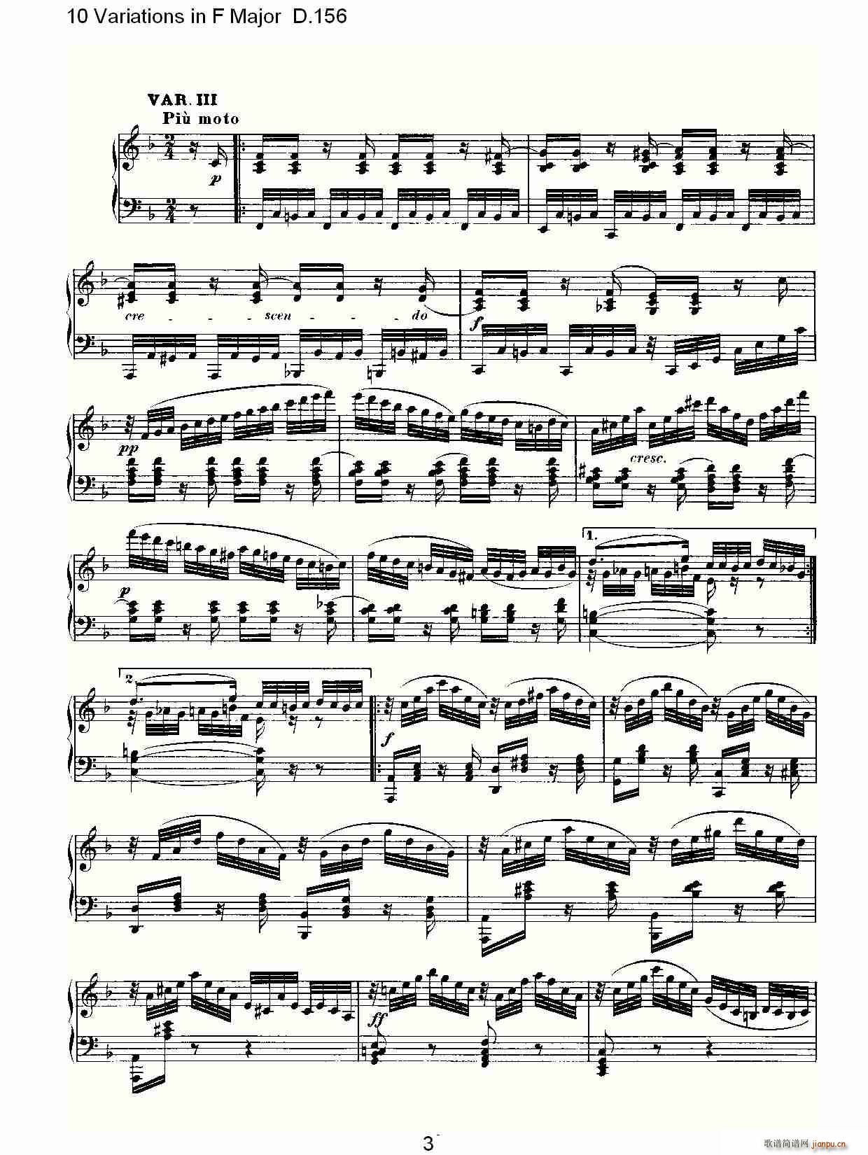 10 Variations in F Major D.156(ʮּ)3