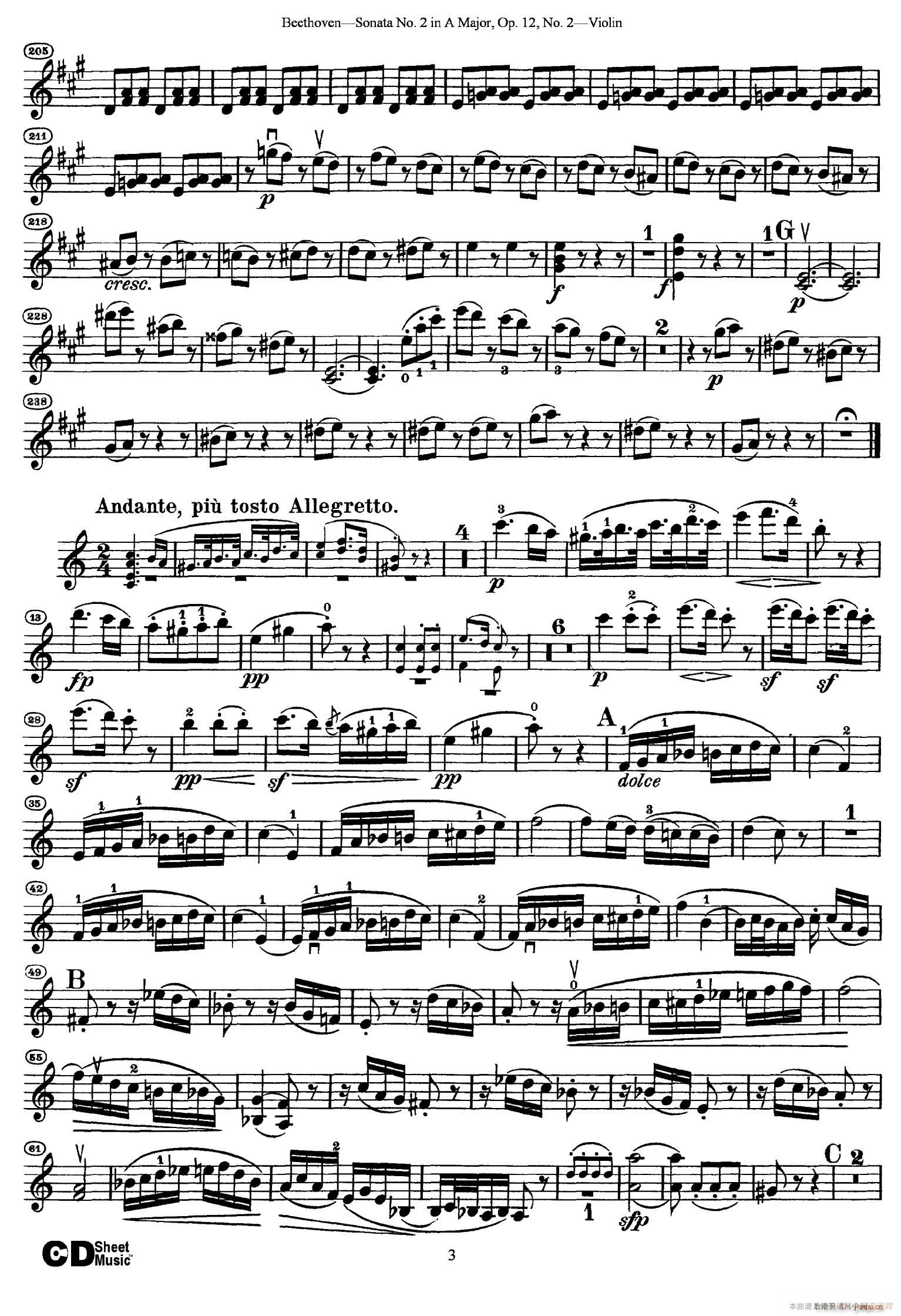 A{(dio)ڶСQ Sonata No 2 in A Major Op 12 No 2(СV)3