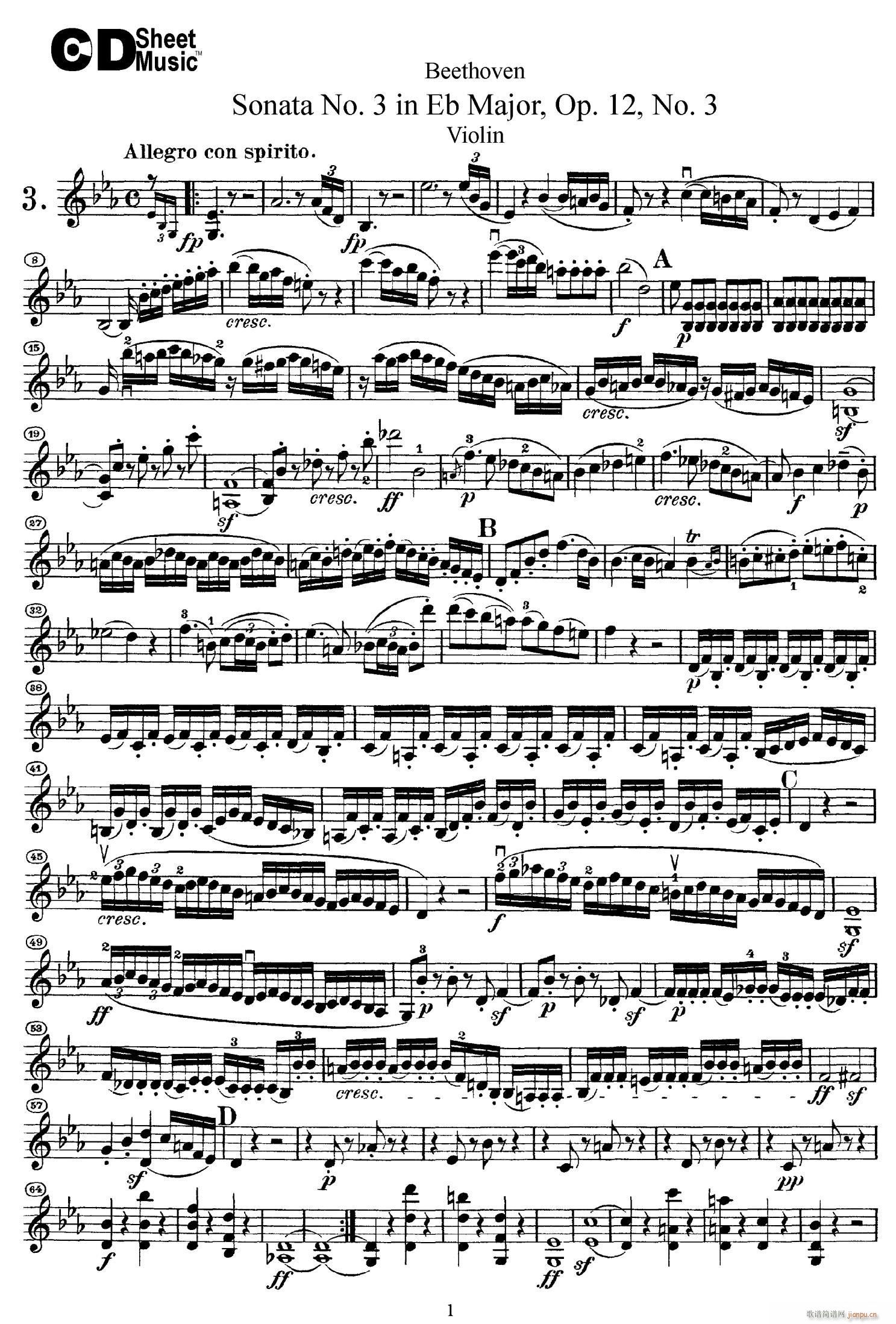 A{(dio)ڶСQ Sonata No 2 in A Major Op 12 No 2(СV)1