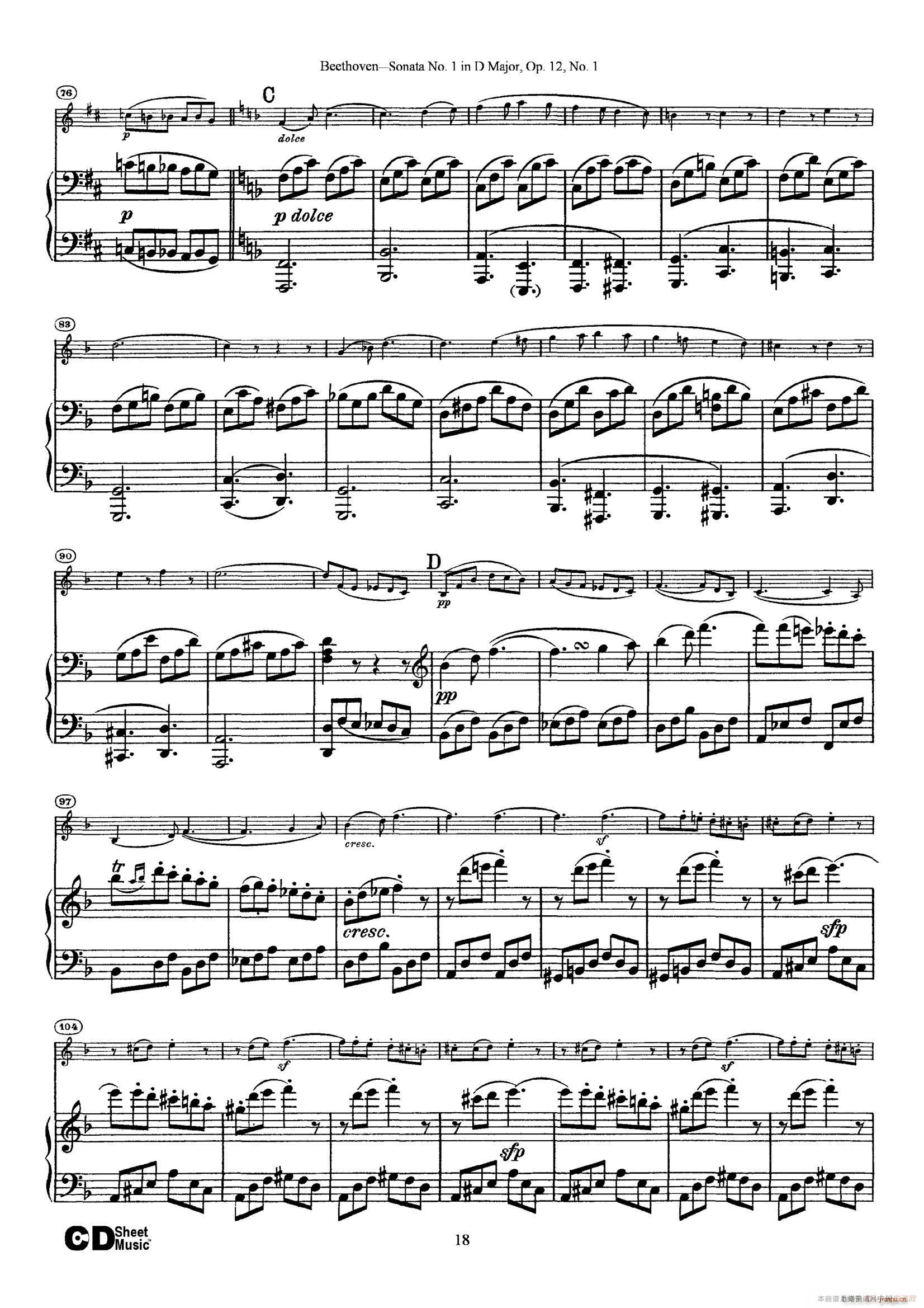 D{(dio)һСQ Sonata No 1 in D Major Op 12 No 1 ٰ(V)18