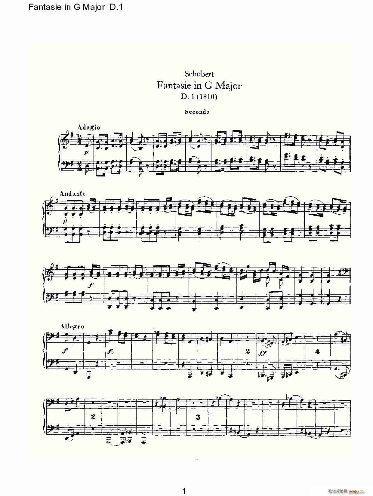 Fantasie in G Major D.1(ʮּ)1