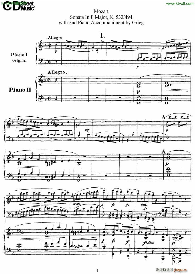 Grieg Sonata K 533 Mozart 2nd Piano Grieg(V)1