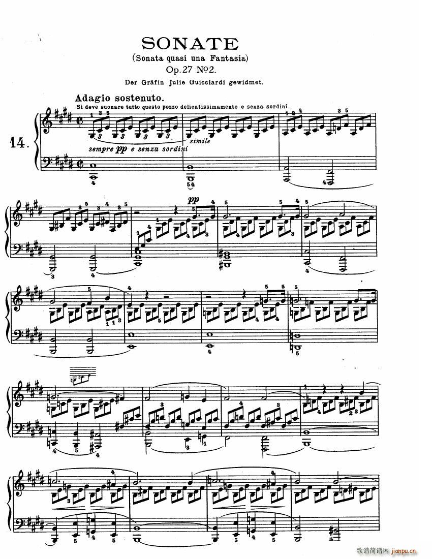 Beethoven op 27 no 2 Piano Sonata Moonlight(V)1