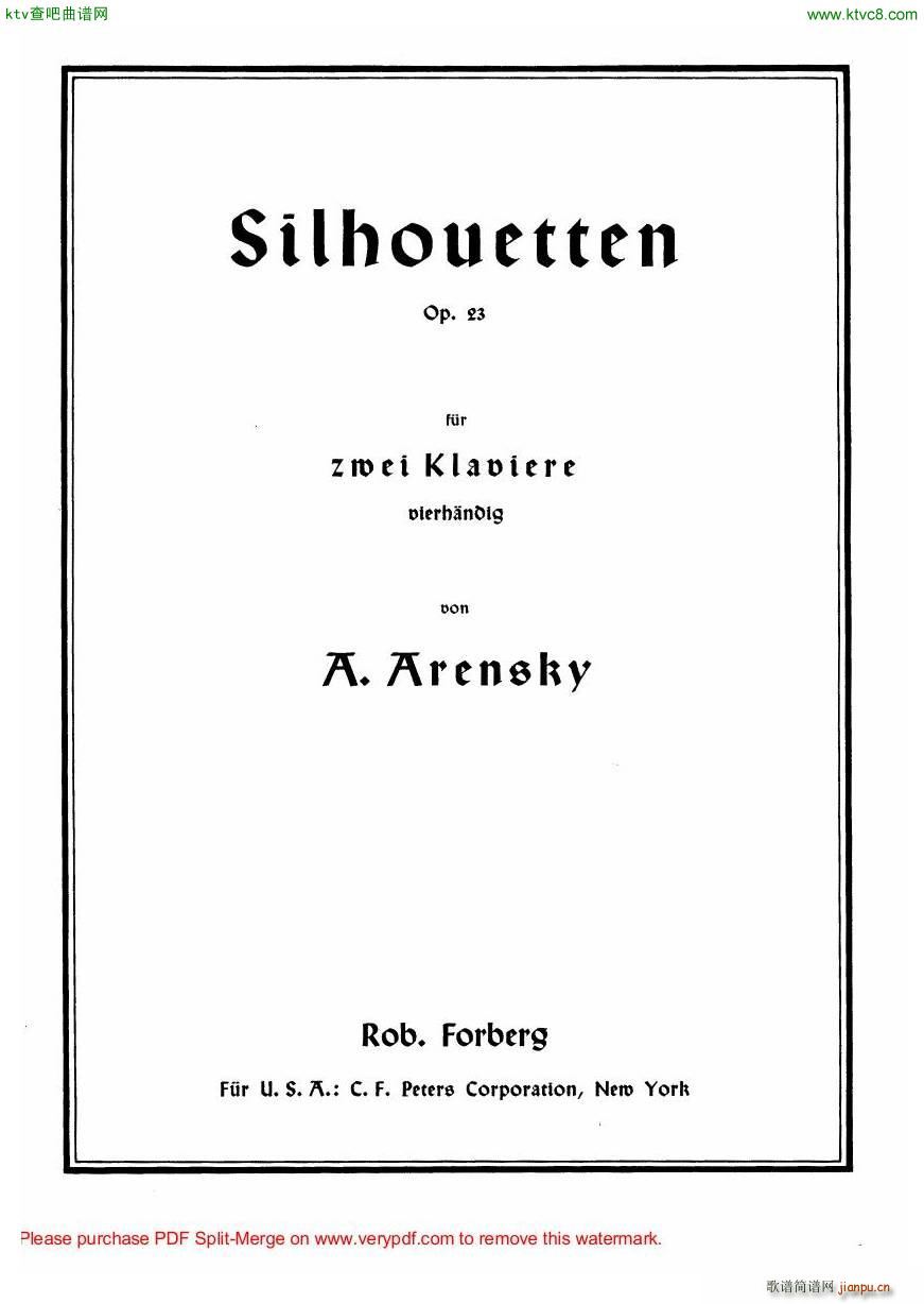 Arensky op 23 Suite No 2 Silhouettes(V)1