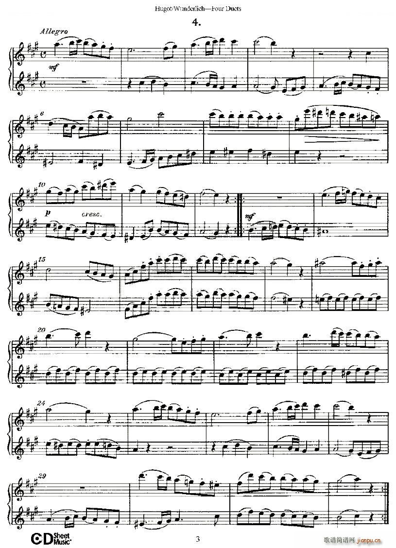 Hugot Wunderlich Four Duets ׶ ~(V)3