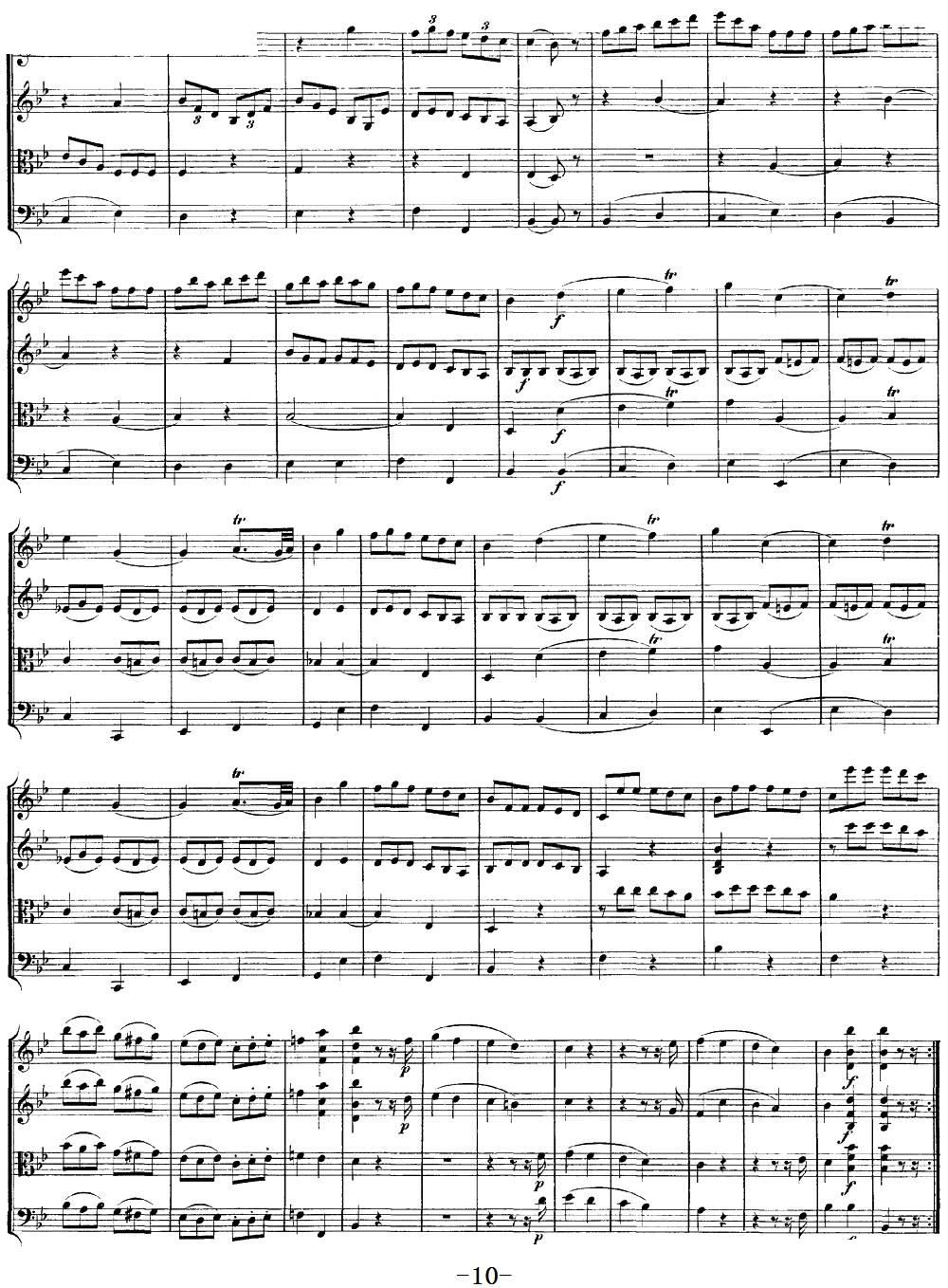 Mozart Quartet No 12 in Bb Major K 172(V)10