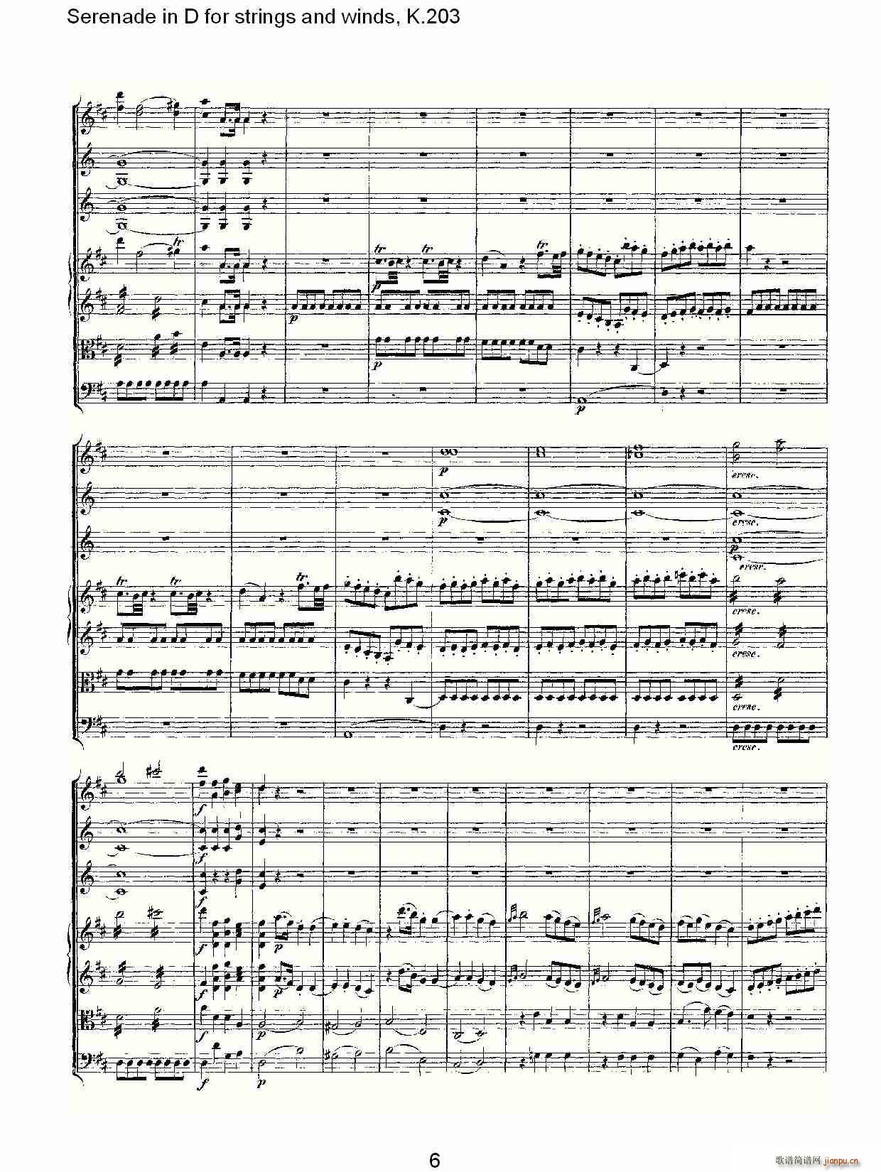 Serenade in D for strings and winds, K.203(ʮּ)6