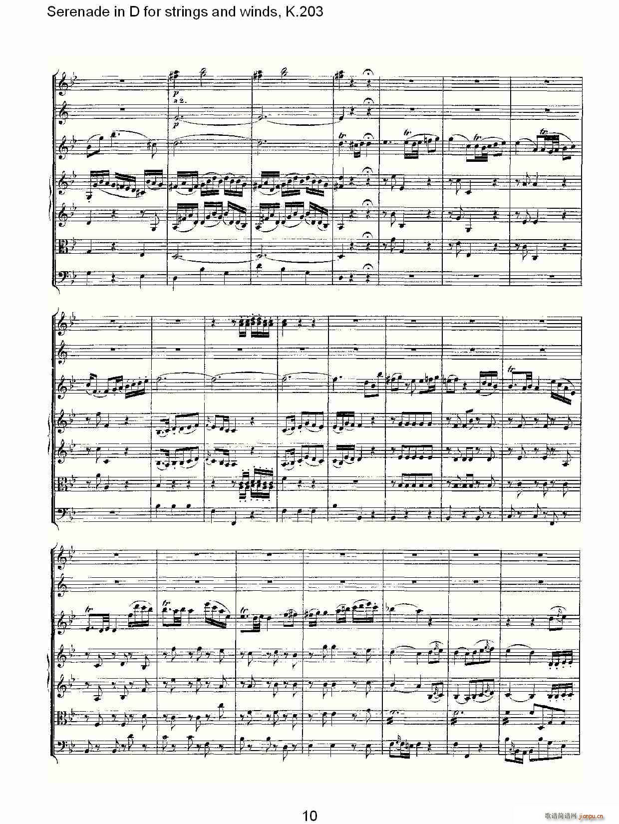 Serenade in D for strings and winds, K.203(ʮּ)10