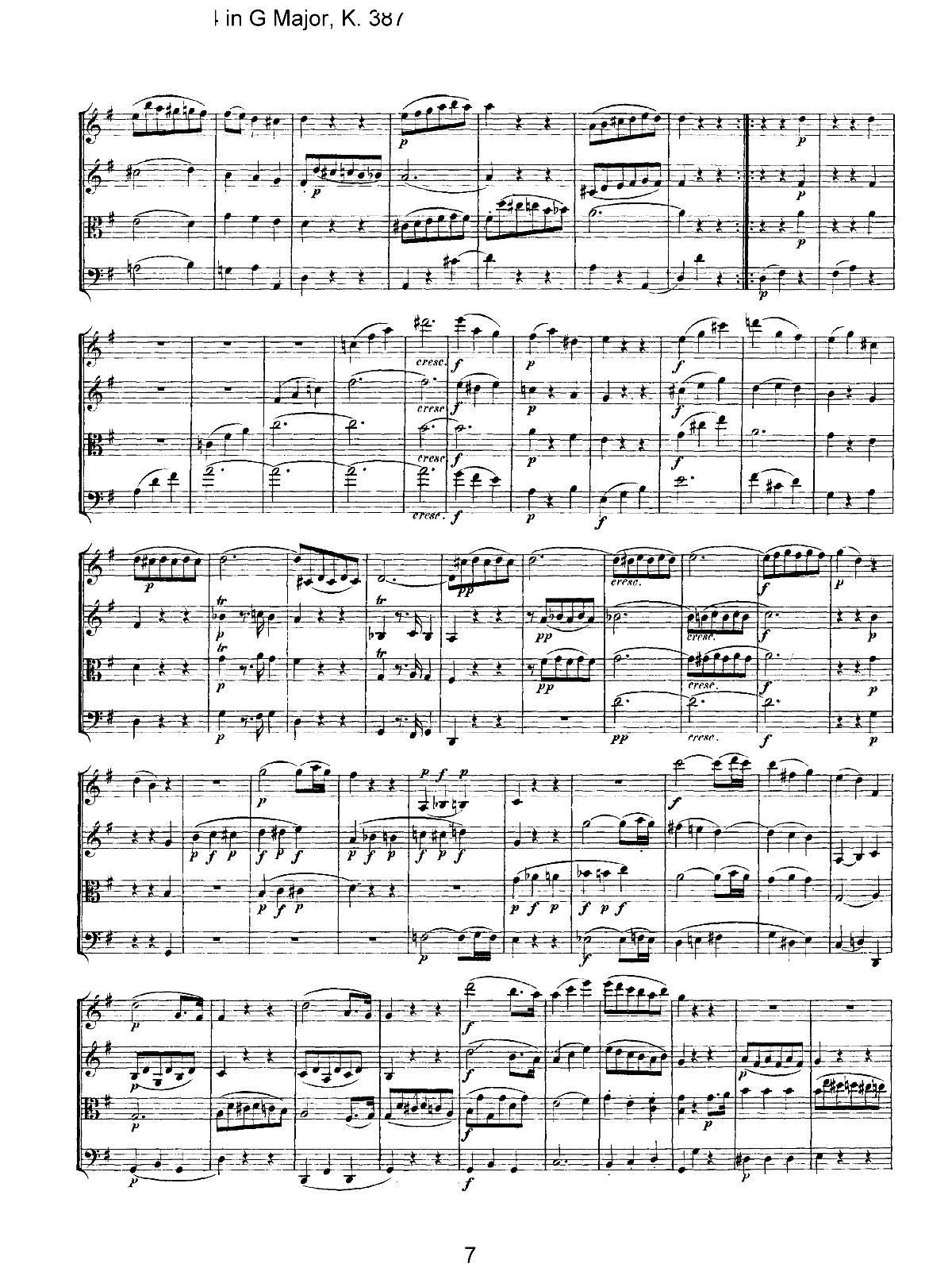 Mozart Quartet No 14 in G Major K 387(V)7