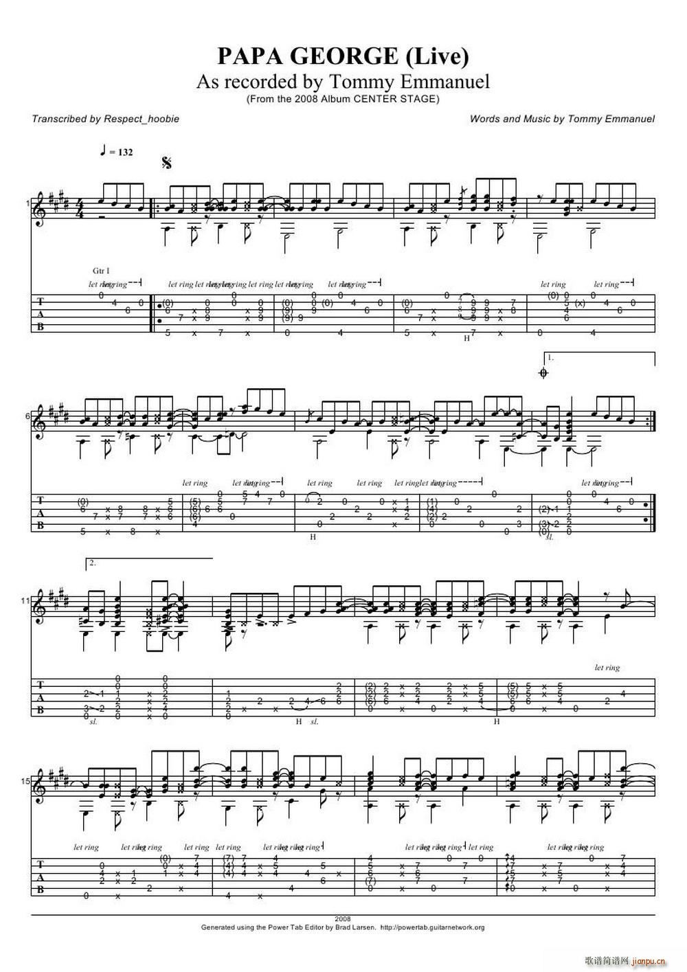 tommy emmanuel papa george version ָ(V)1