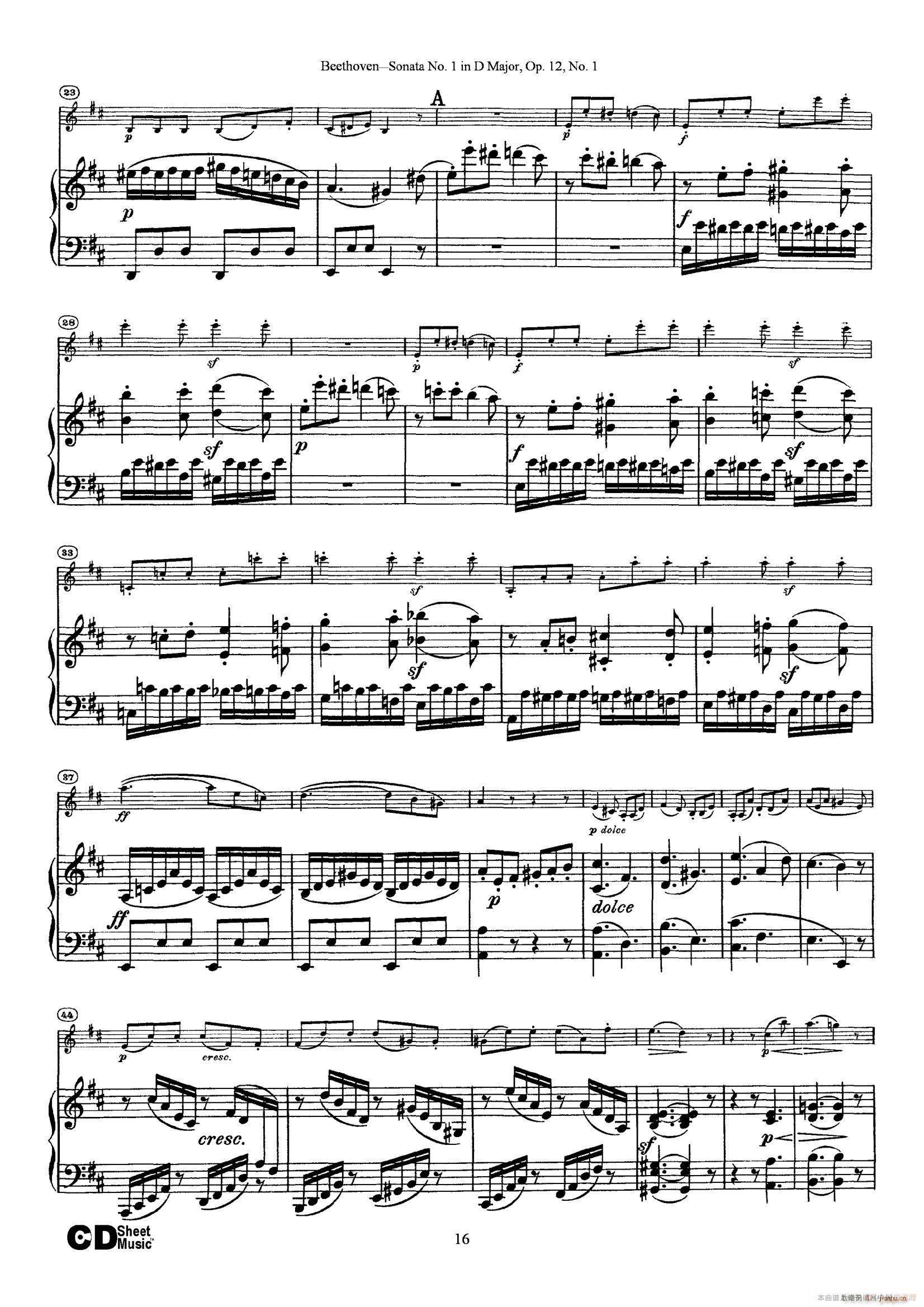 D{(dio)һСQ Sonata No 1 in D Major Op 12 No 1 ٰ(V)16