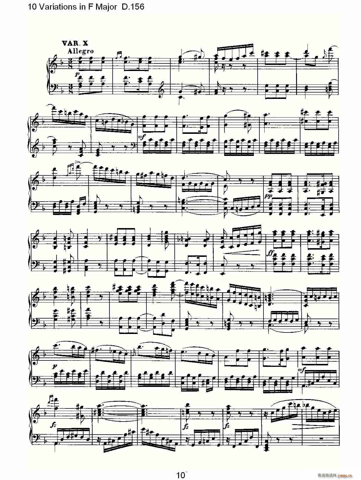 10 Variations in F Major D.156(ʮּ)10