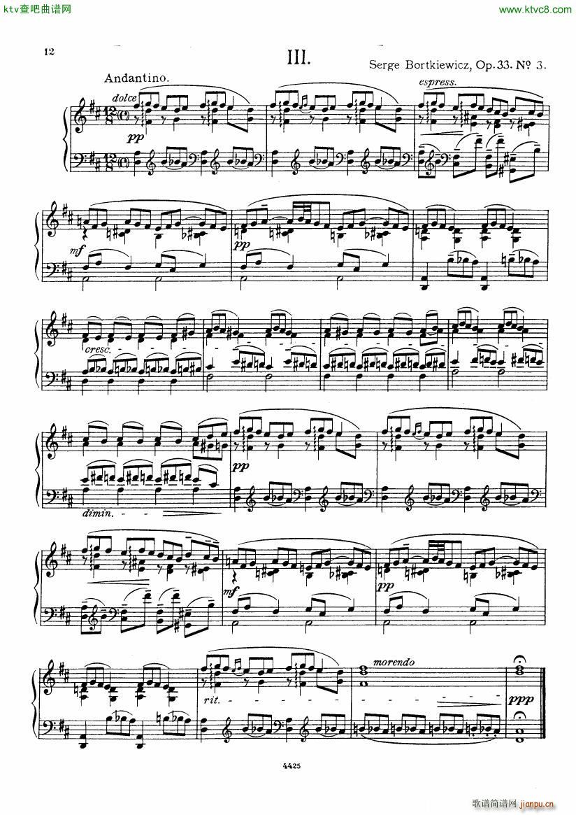Bortkiewicz 10 Preludes Op 33(V)12