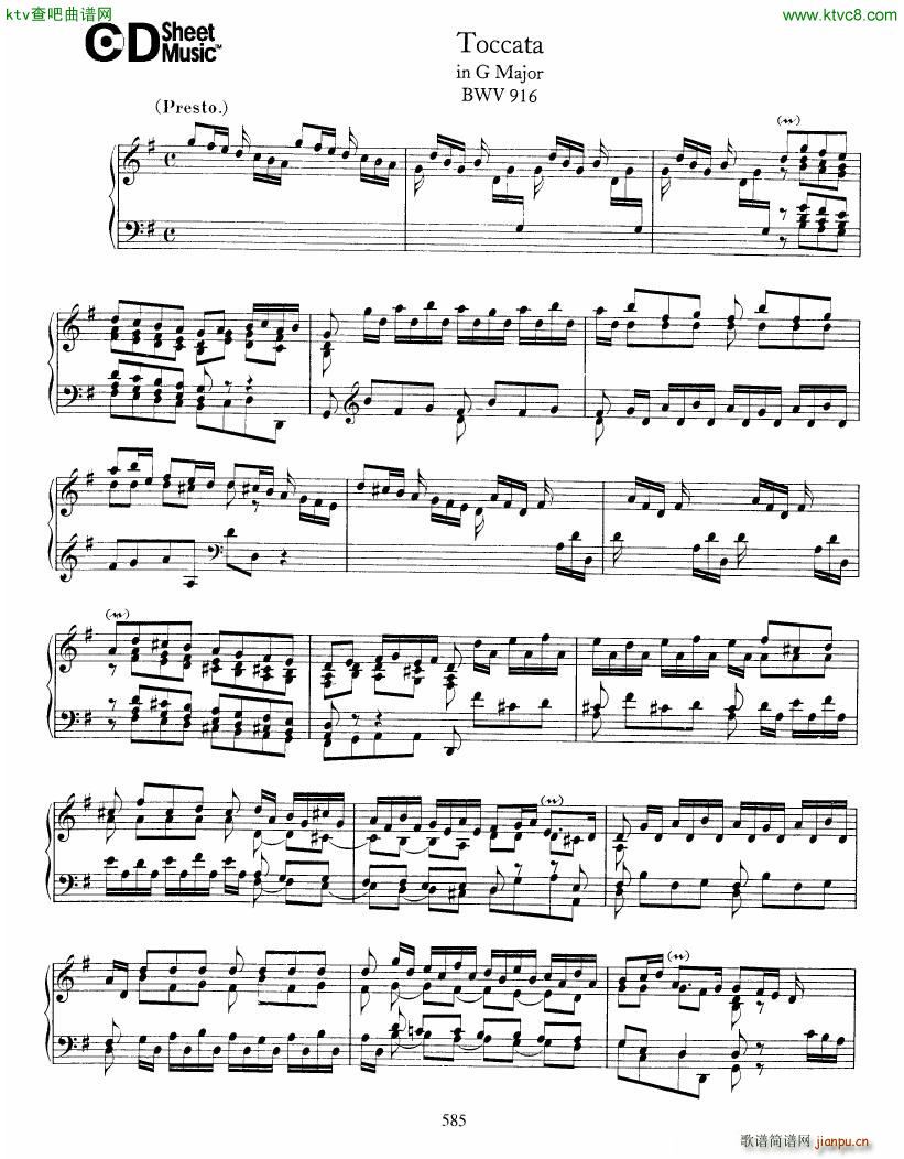 Bach JS BWV 916 Toccata in G(V)1