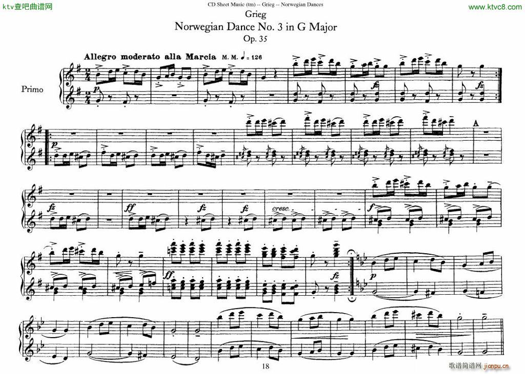 Grieg Norwegian Dance Op 35 1 4 Duet(V)18