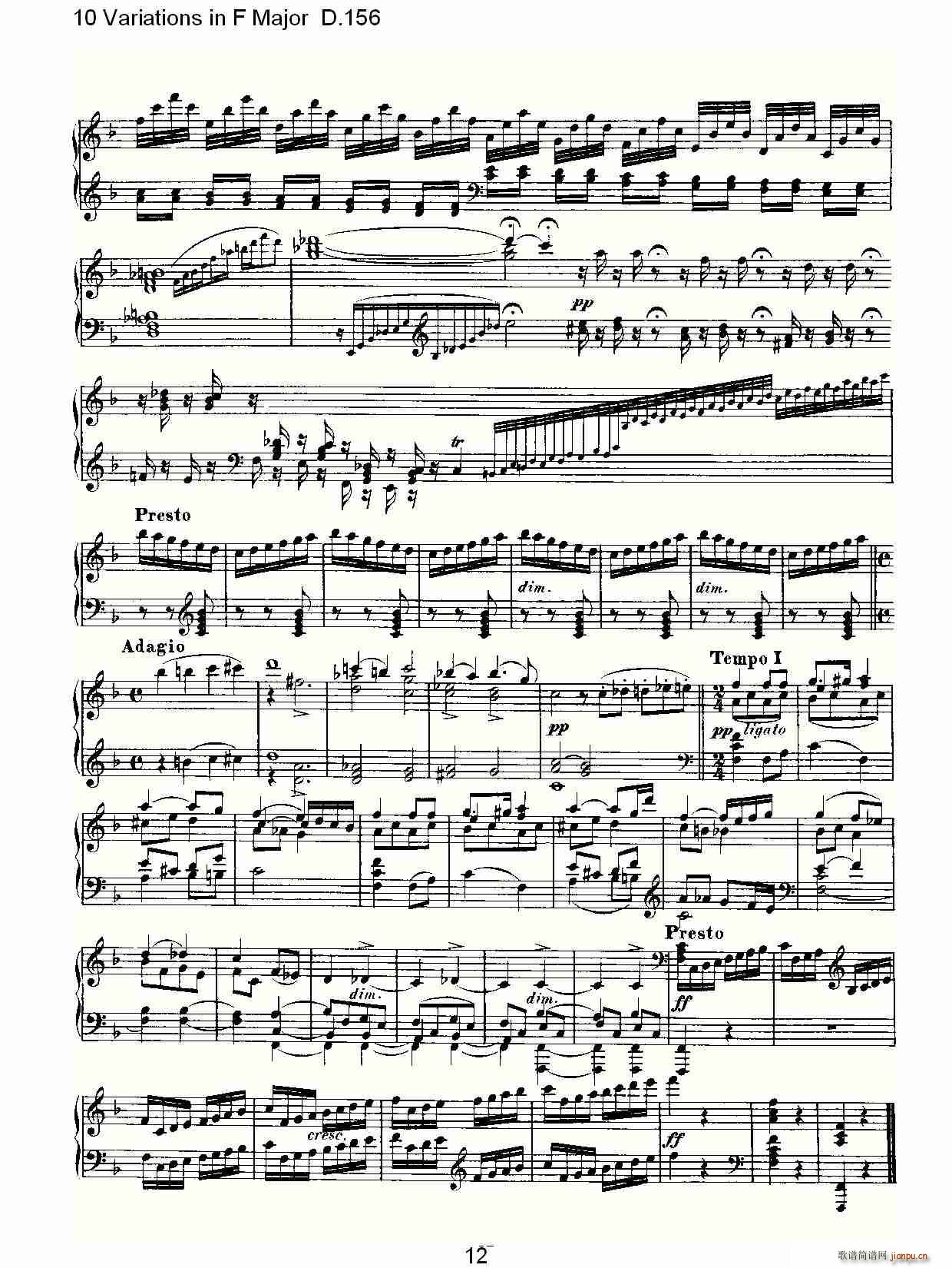 10 Variations in F Major D.156(ʮּ)12