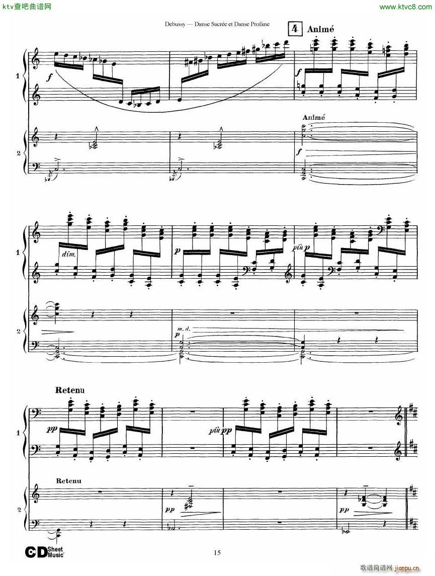Debussy Danse Sacre et Danse Profane 2 Piano s(V)15