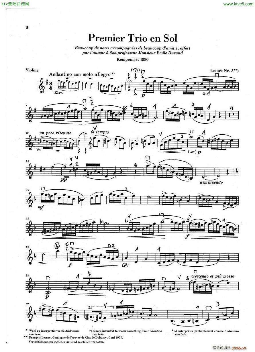 Debussy Piano Trio in G parts(V)1