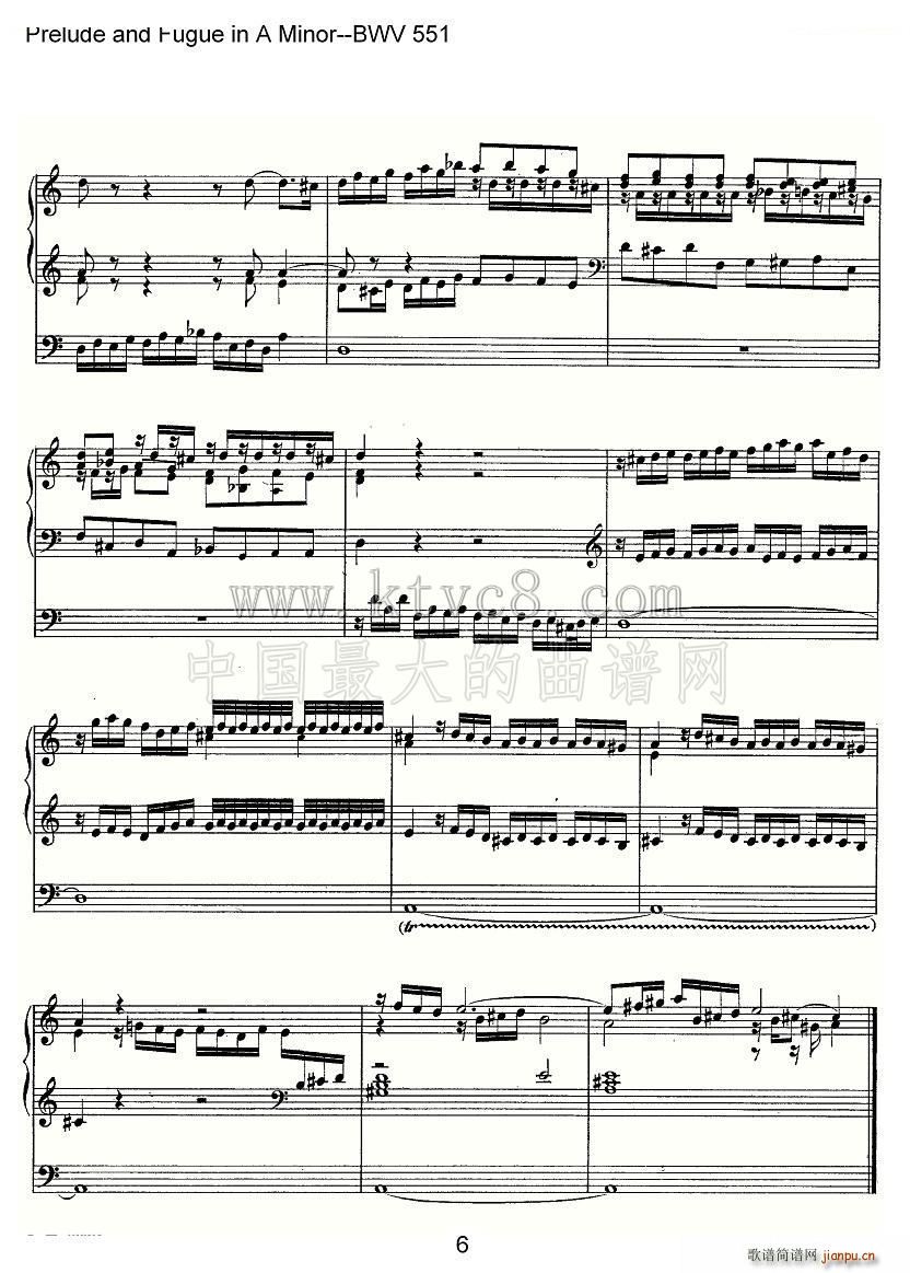 Prelude and Fugue in A Minor BWV 551 L(fng)V(ʮּ)6