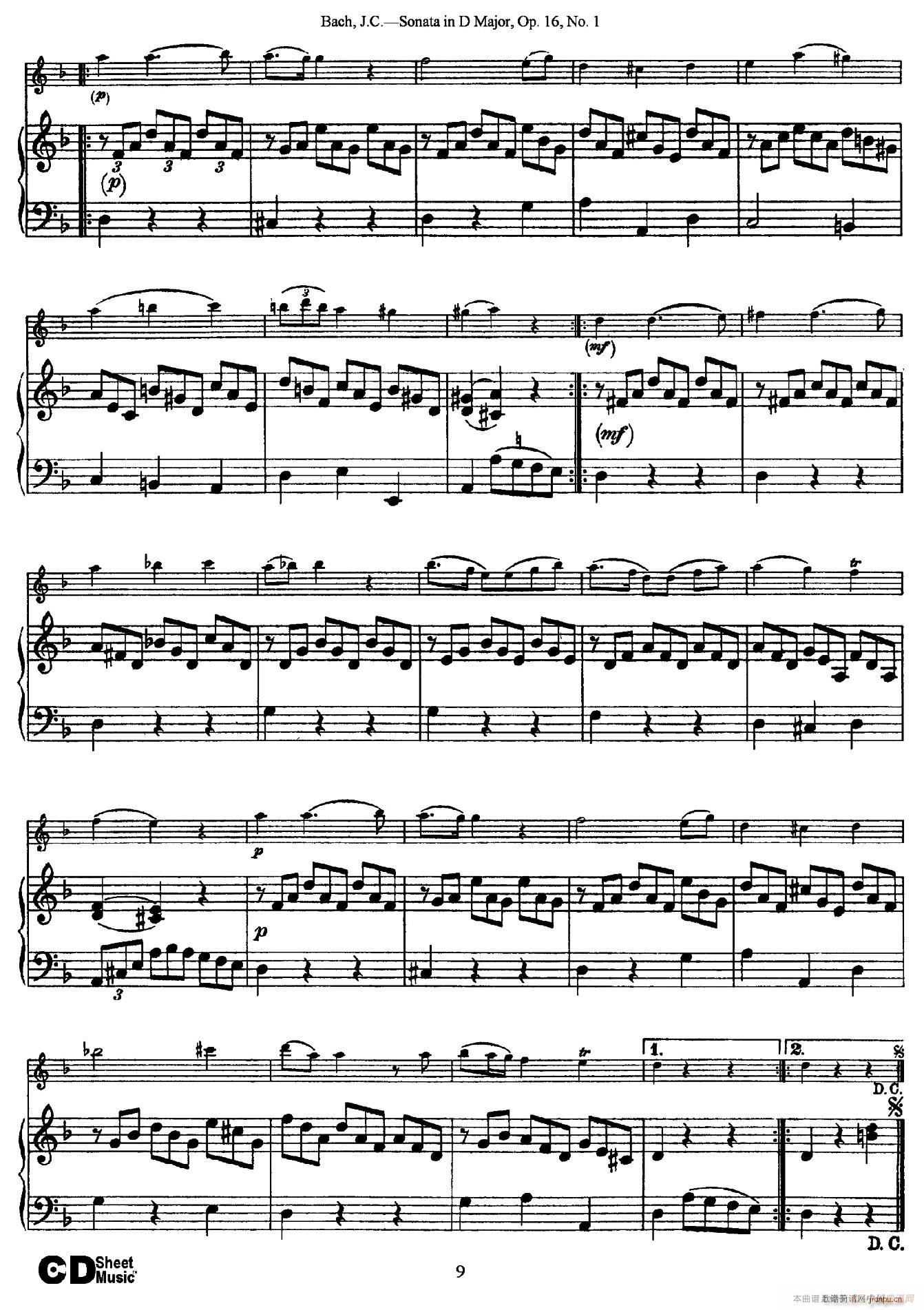 Sonata in D Major Op 16 No 1 ٰ(V)9
