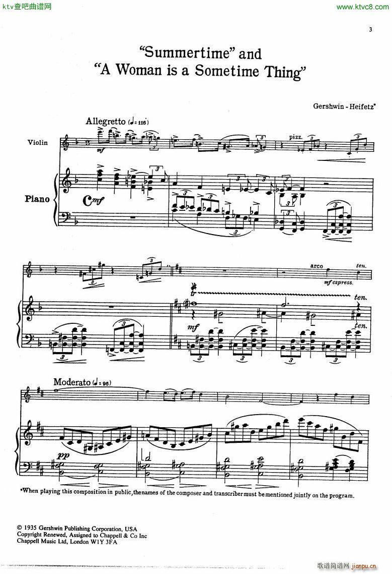 Gershwin Heifetz 4 Pieces from Porgy Bess(V)1