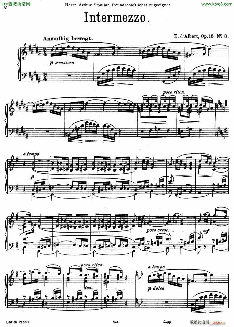 D Albert op 16 no 3 Intermezzo(V)1