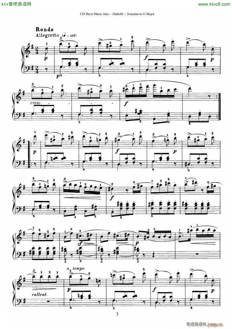 Diabelli Sonatinas Op 168 No 1 7 34P(V)7