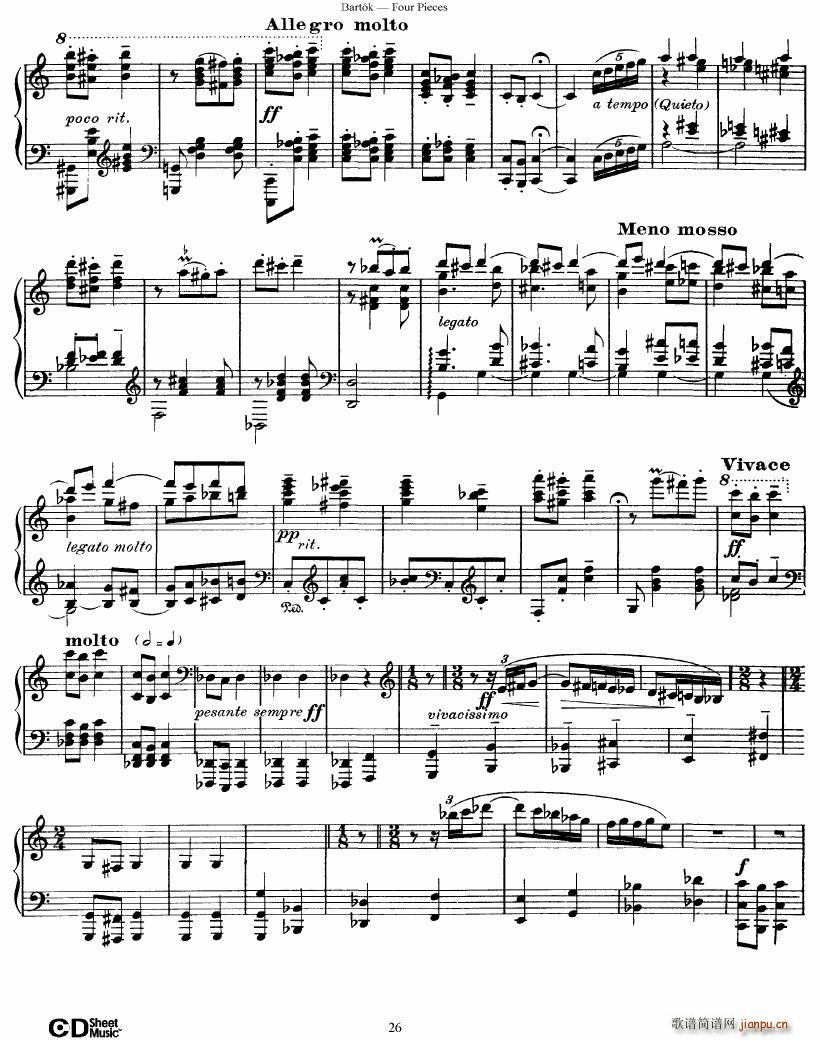 Bartok DD 71 Four Piano Pieces(V)26