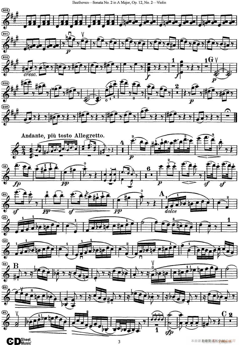 Violin Sonata No 2 in A Major Op 12 No 2(СV)3