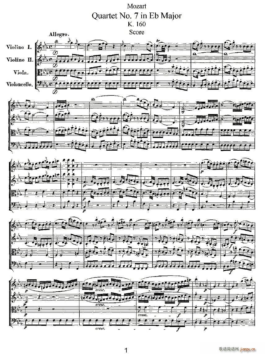 Quartet No 7 in Eb Major K 160 E{(dio)Ҙ(V)1
