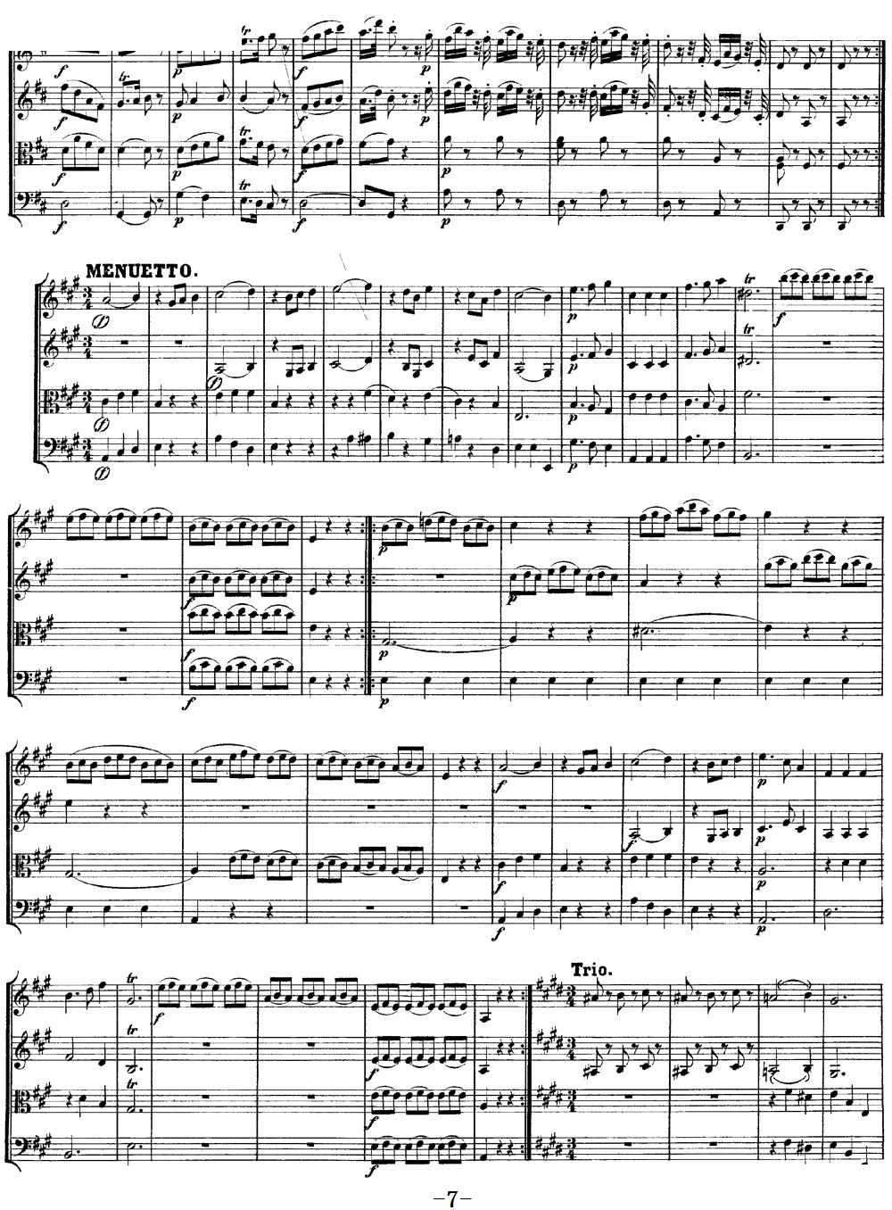Mozart Quartet No 9 in A Major K 169(V)7
