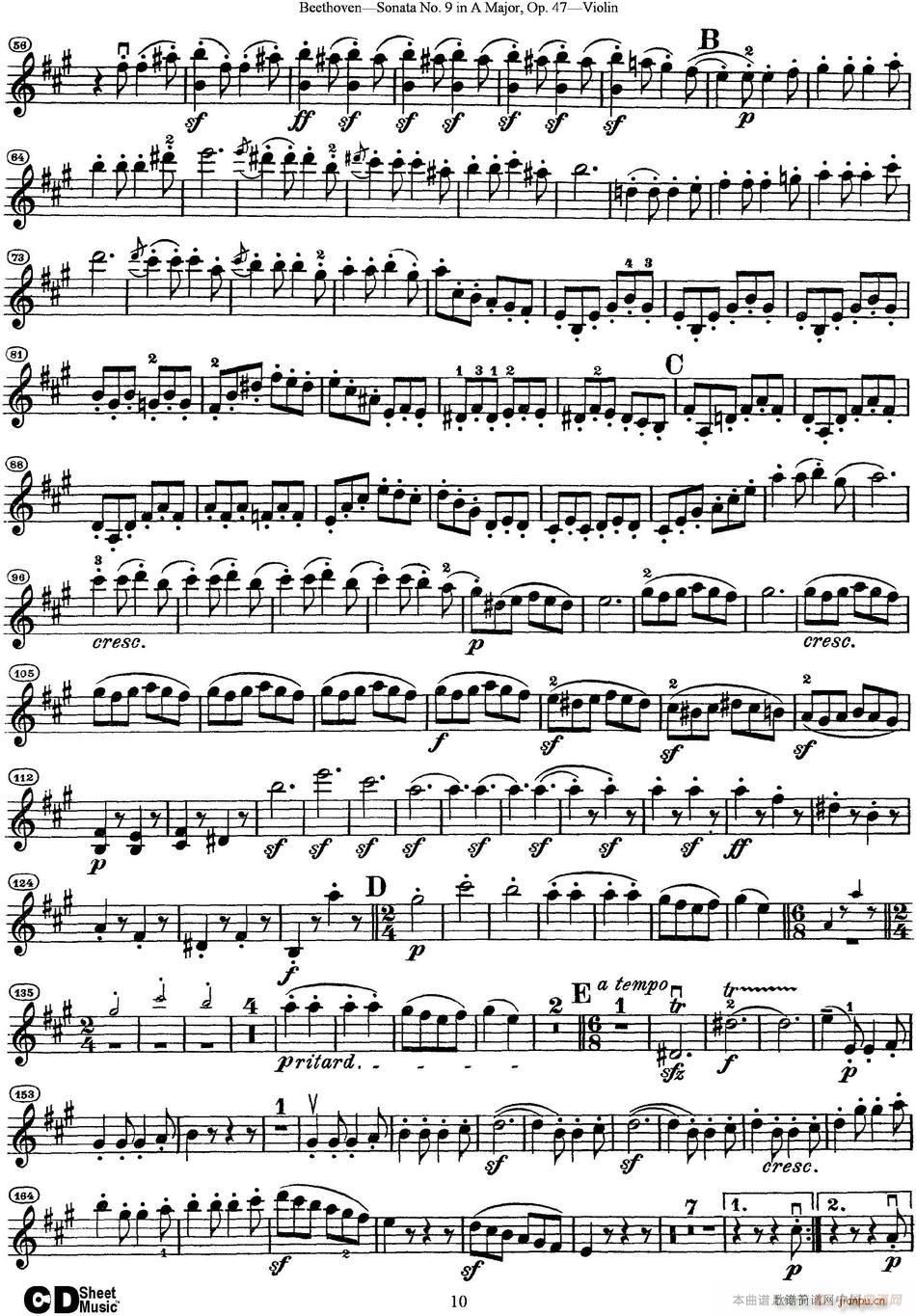Violin Sonata No 9 in A Major Op 47(СV)10